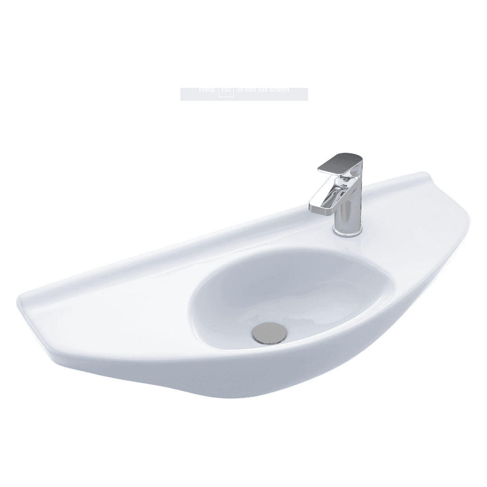 Modern Oval Wall-Mount Bathroom Sink in Creamy Beige Ceramic