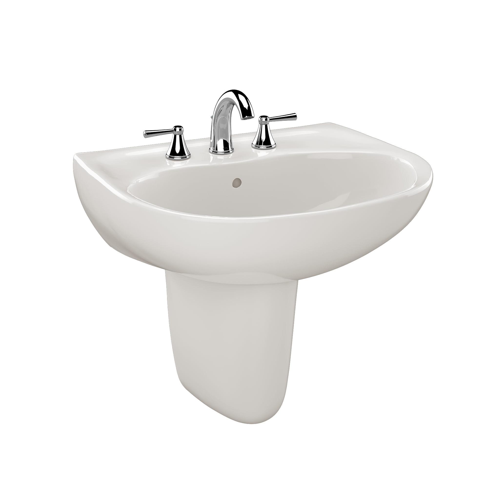 Supreme U-Shaped Wall-Mount Ceramic Bathroom Sink in Tan with Overflow