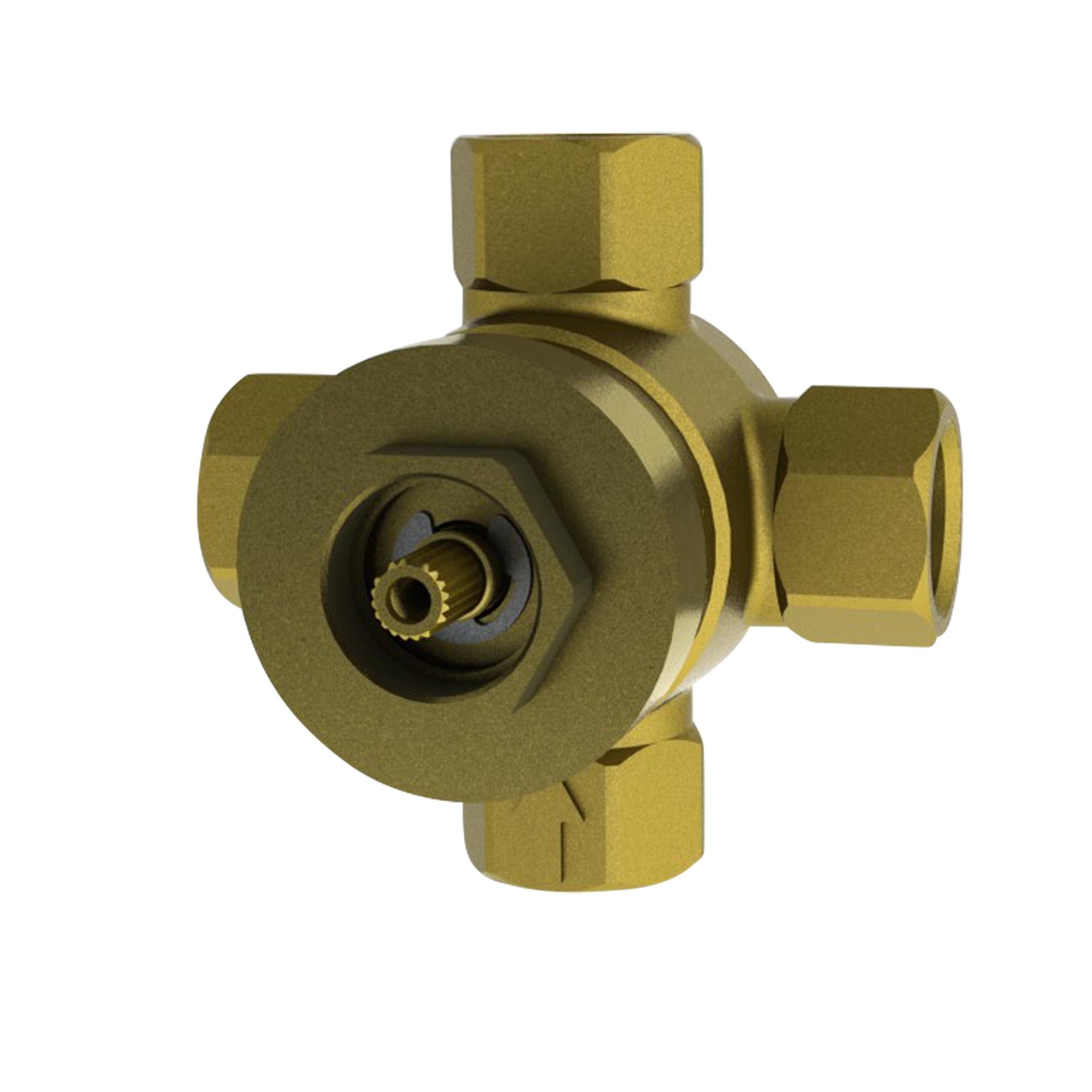 Contemporary Solid Brass Three-Way Shower Diverter Valve