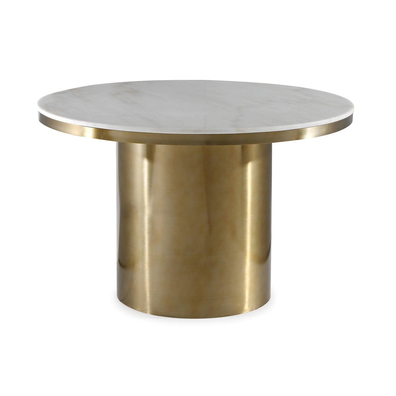 Round White Marble and Gold Dining Table for Four