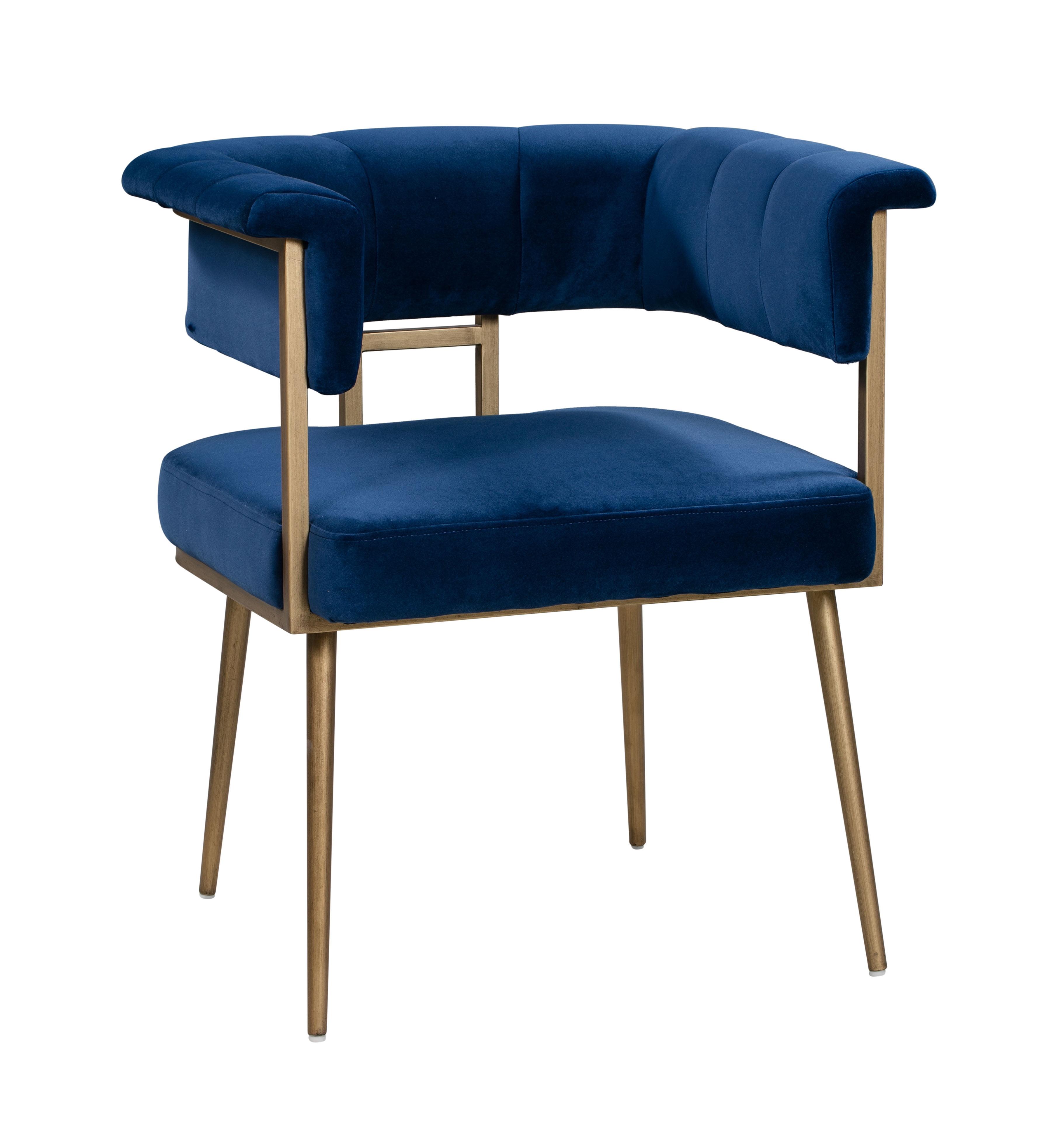 TOV Furniture Astrid 19.3" Transitional Velvet Dining Chair in Navy