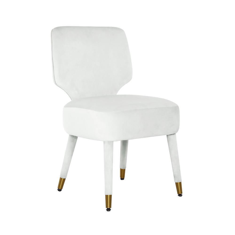Elegant Light Grey Velvet & Wood High-Back Side Chair