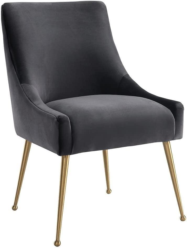 TOV Furniture Beatrix 19" Transitional Velvet Side Chair in Gray