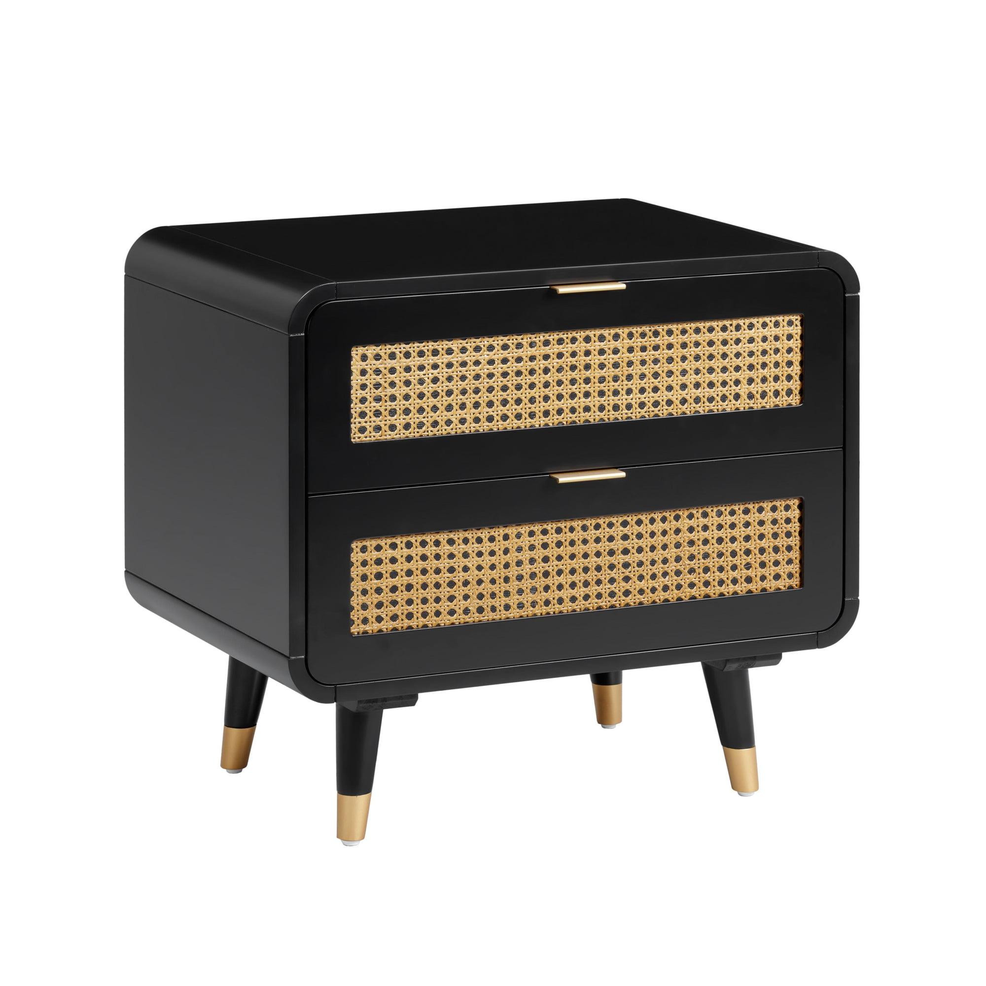 TOV Furniture Christine 24.8"H Mid-Century Wood Nightstand in Black