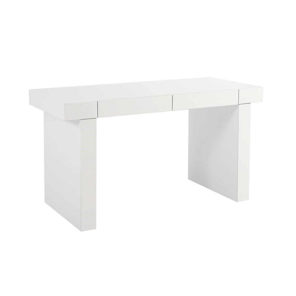 Clara Contemporary White Lacquer Home Office Desk with Drawers