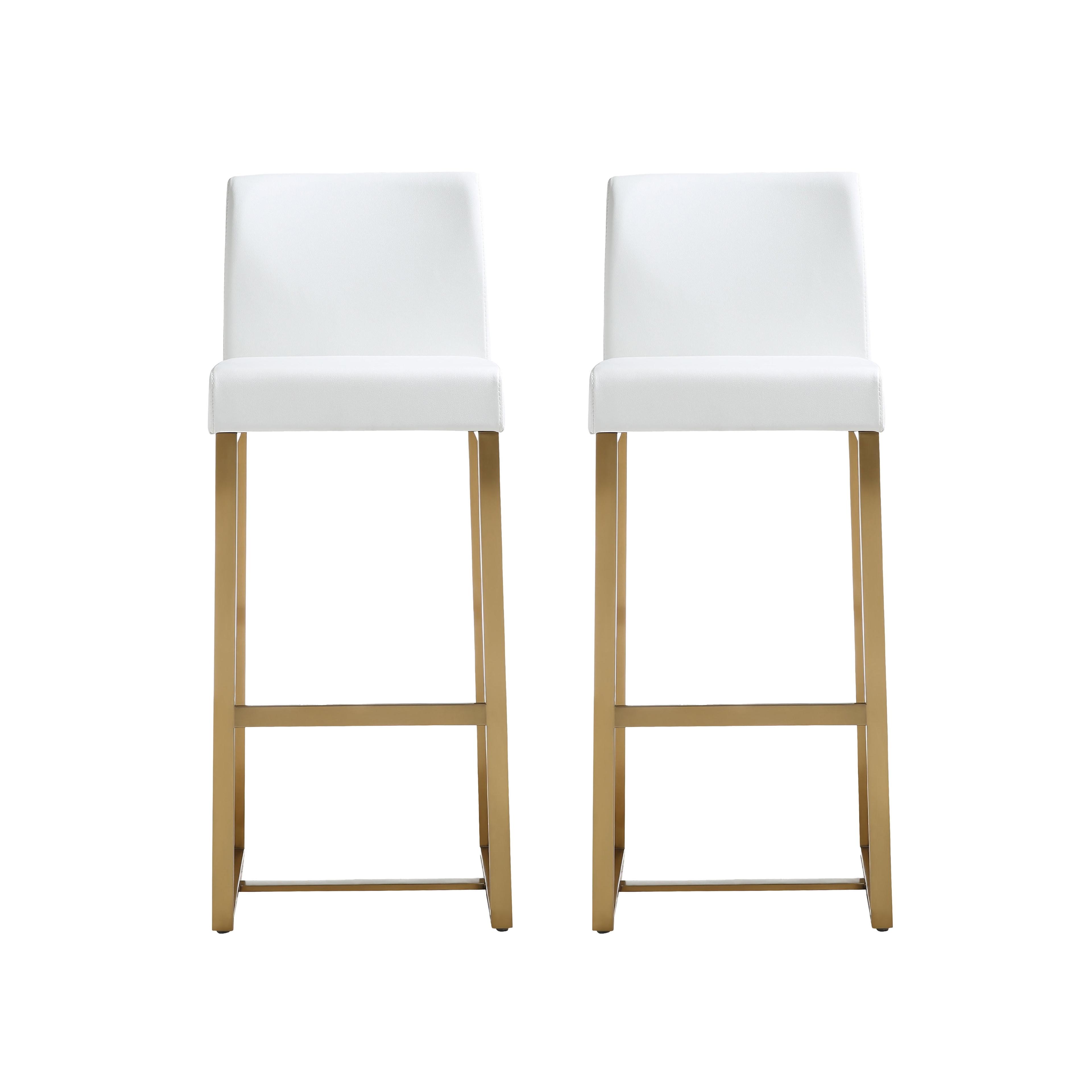 Luxurious White Eco-Leather and Gold Metal Bar Stool