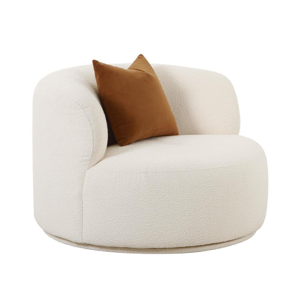 Cream Velvet Handcrafted Swivel Barrel Chair