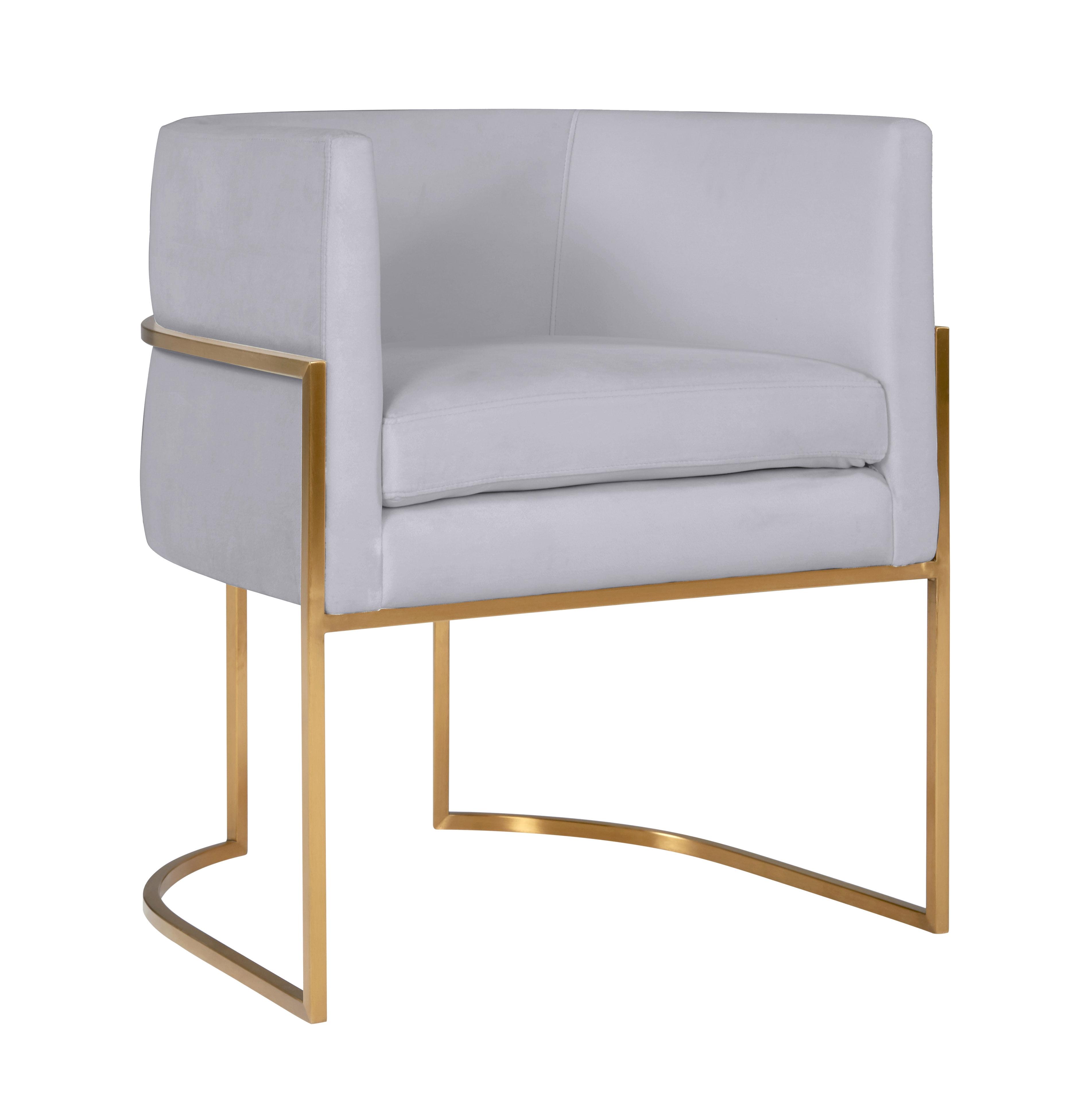 TOV Furniture Giselle Velvet Dining Chair with Gold Base by Inspire Me! Home Decor Grey 24.4"W x 23.2"D x 27.5"H