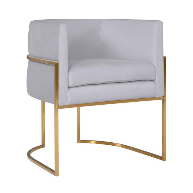 TOV Furniture Giselle Velvet Dining Chair with Gold Base by Inspire Me! Home Decor Grey 24.4"W x 23.2"D x 27.5"H