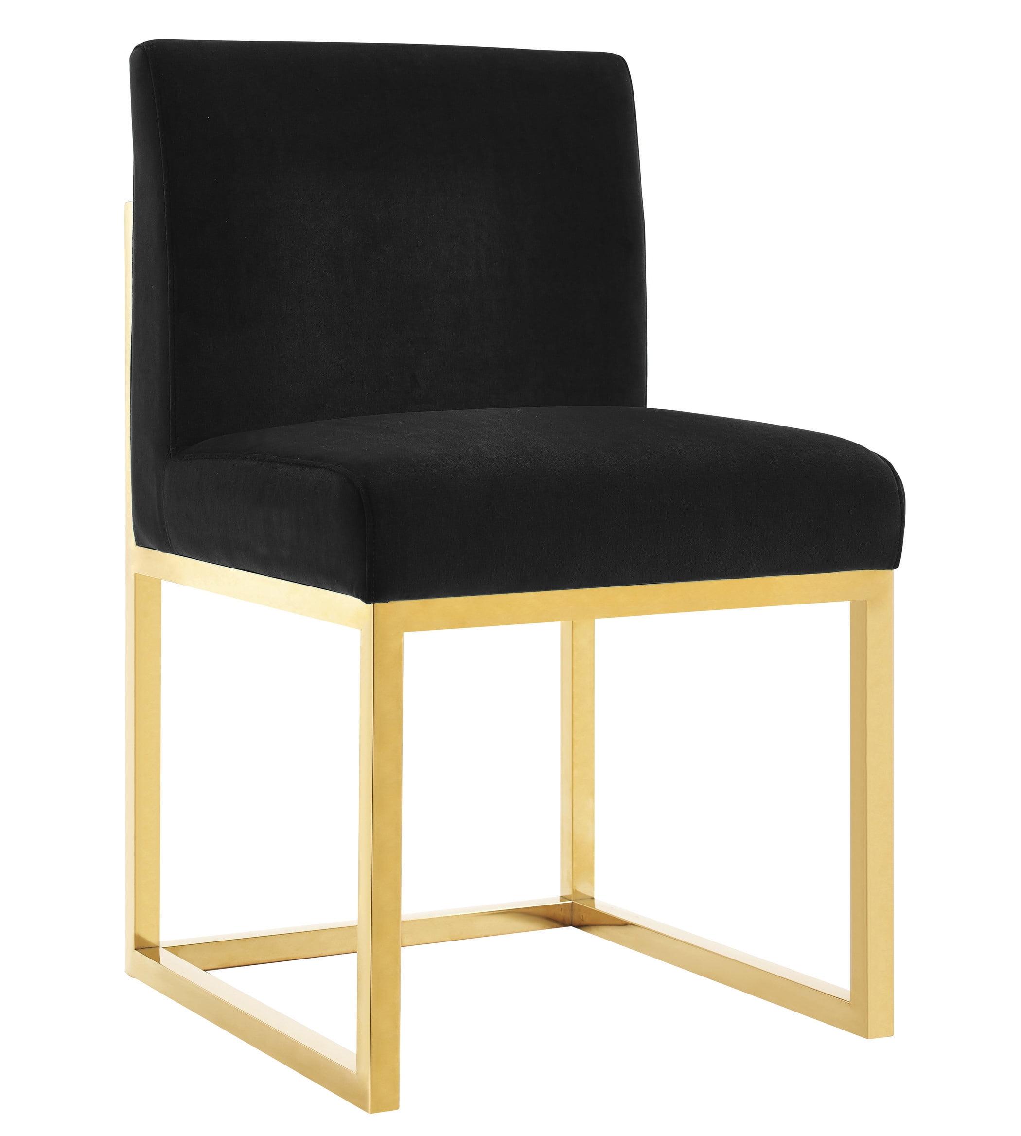 Handcrafted Black Velvet Dining Chair with Gold Base