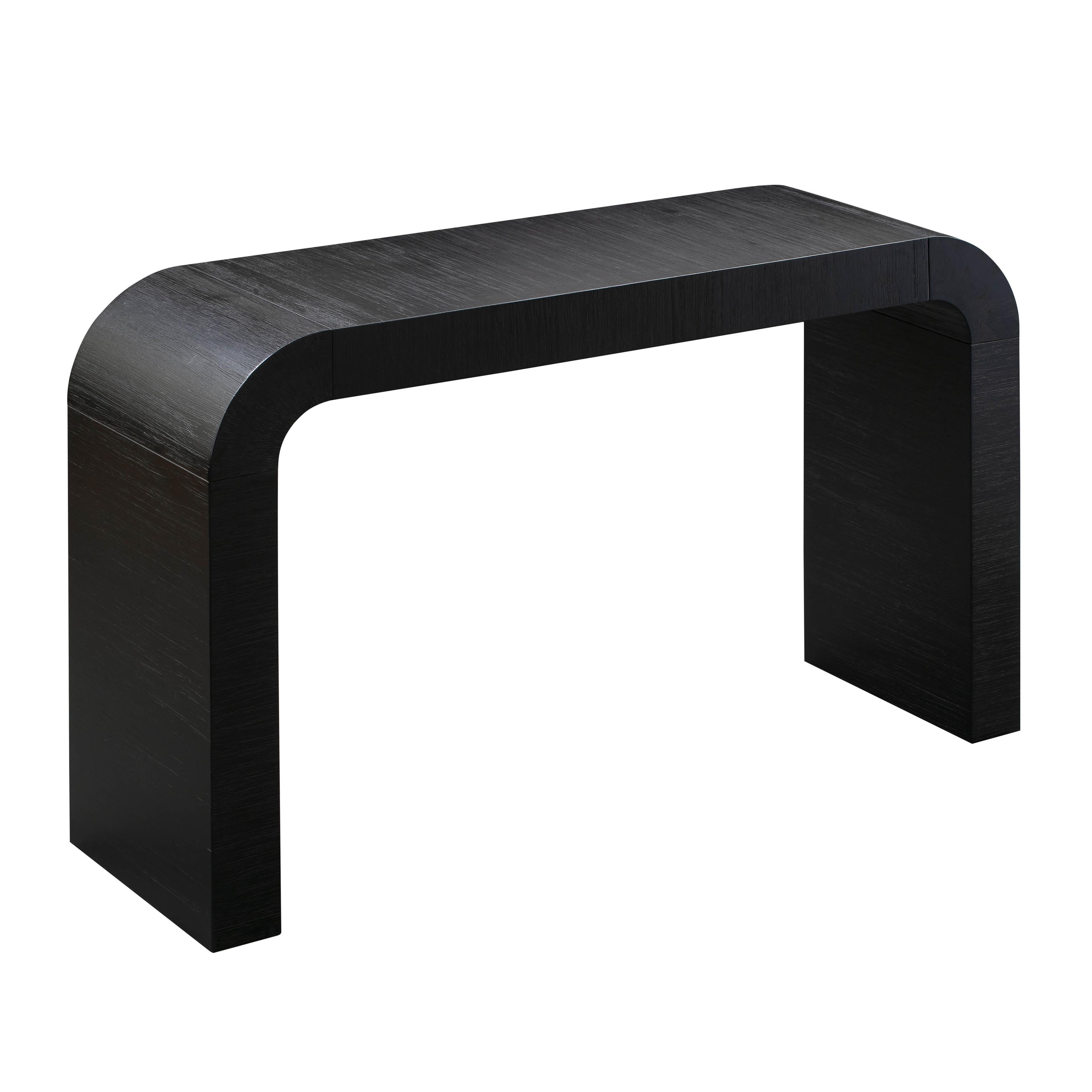 Maklaine Contemporary 31.9"H Acacia Wood Console Table in Black
