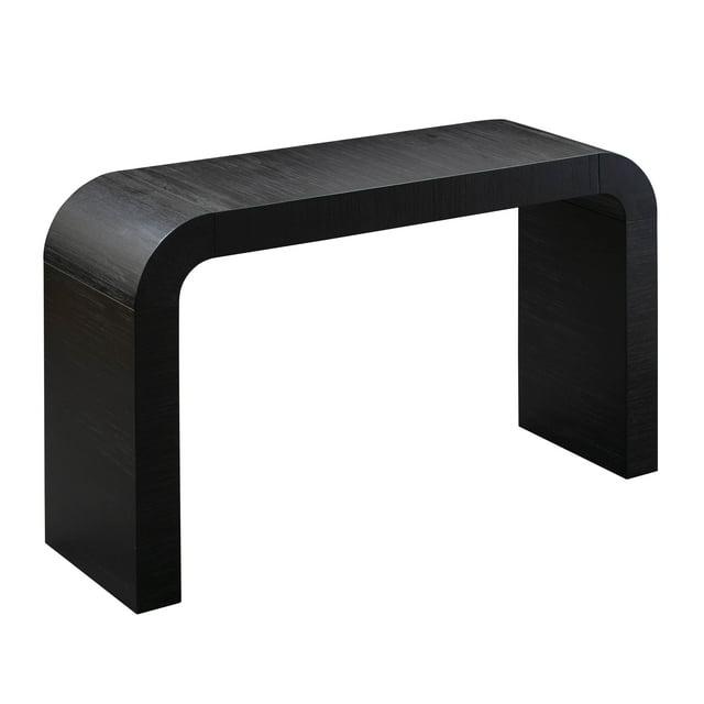Maklaine Contemporary 31.9"H Acacia Wood Console Table in Black