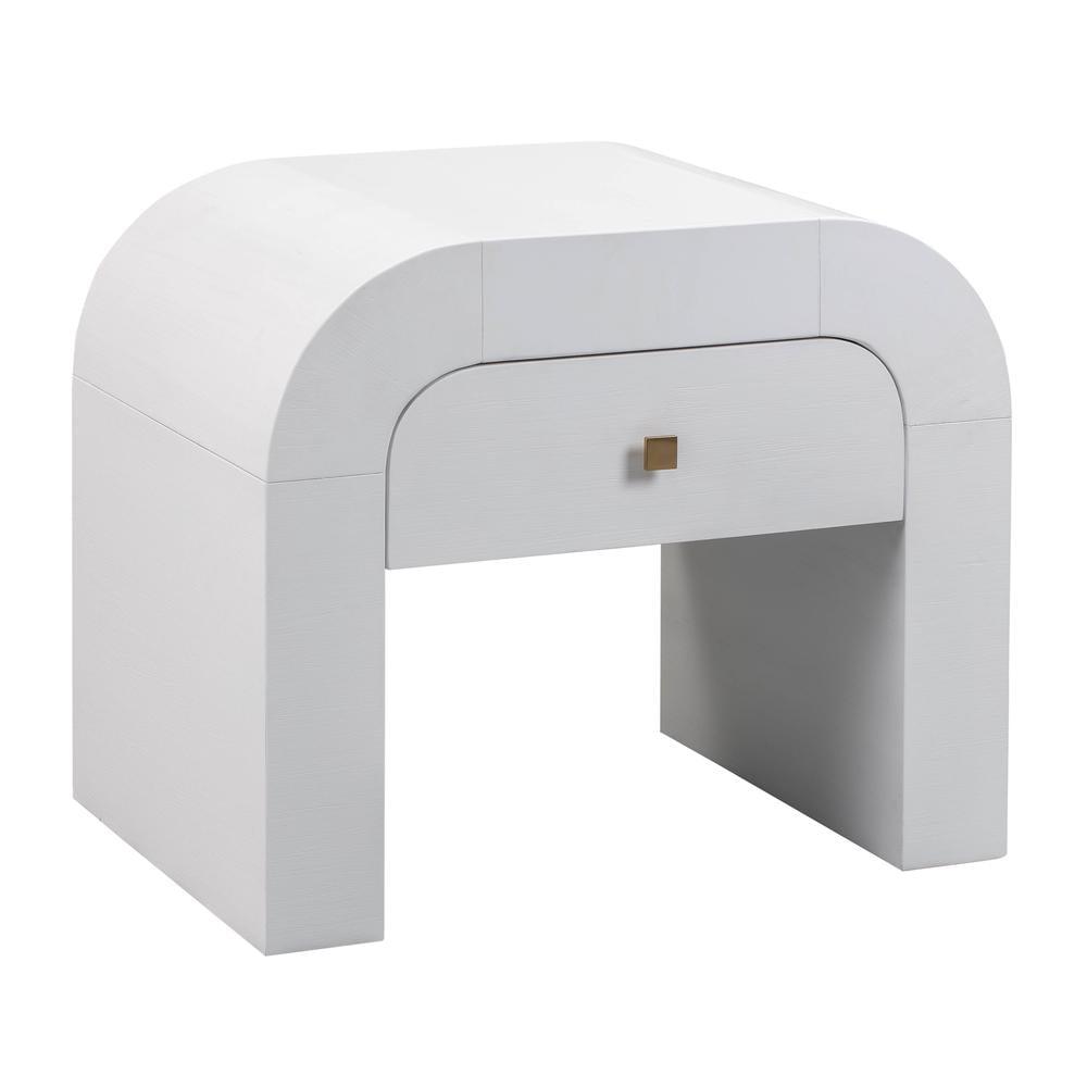 White 1-Drawer Nightstand with Modern Design