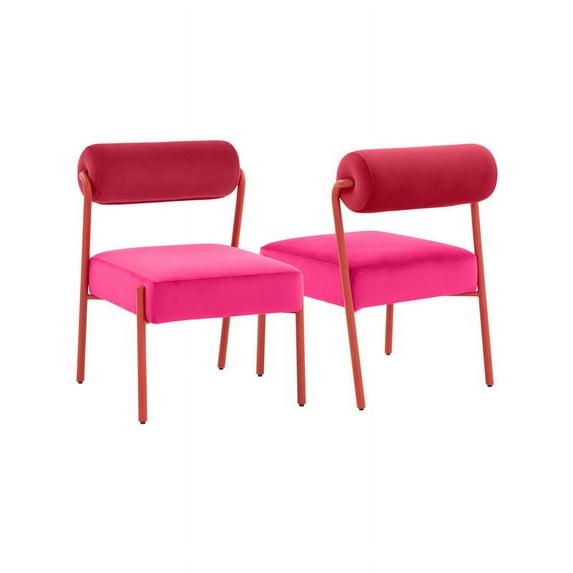 TOV Furniture Jolene Hot Pink Velvet Dining Chair - Set of 2