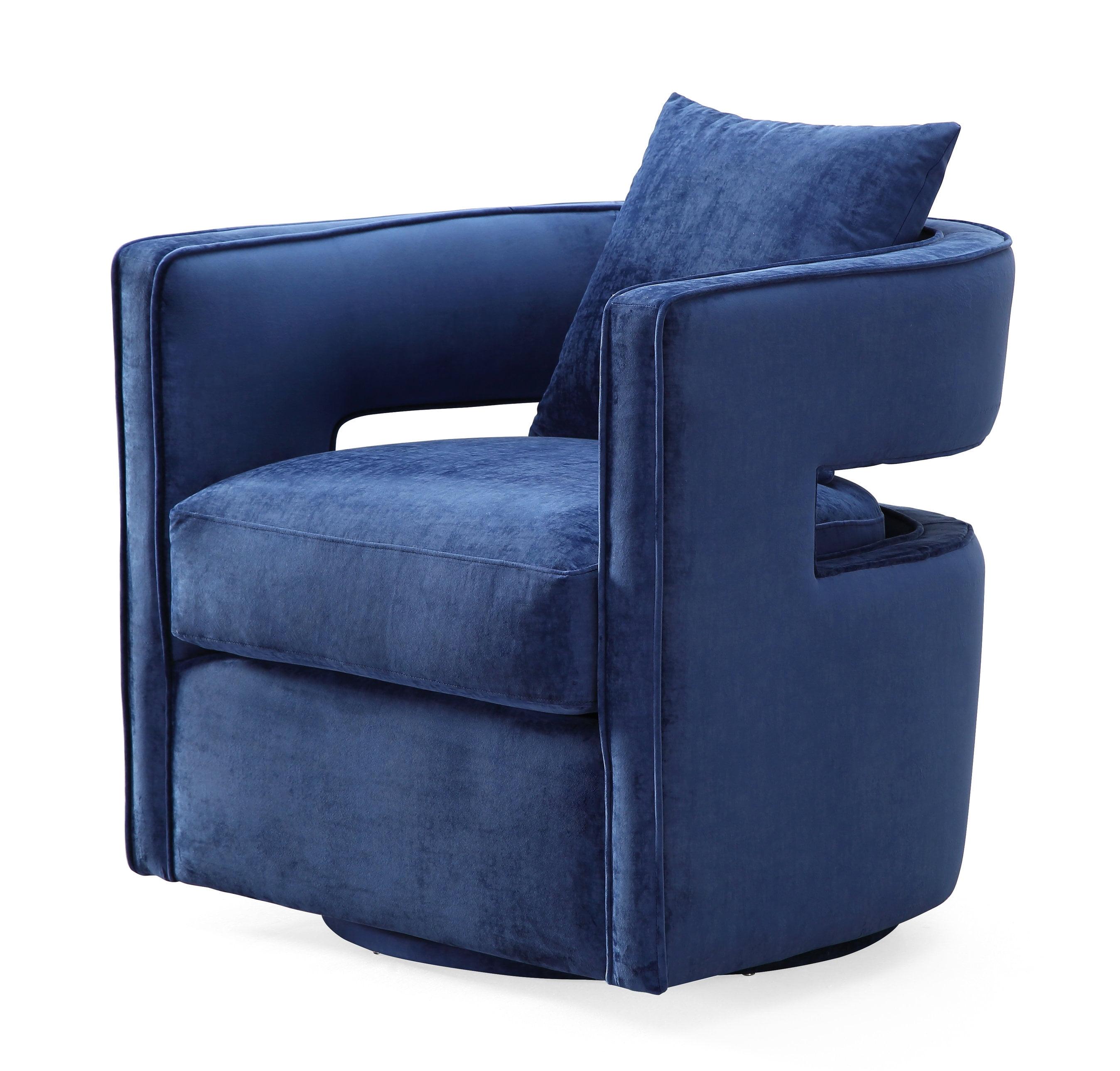 TOV Furniture Kennedy Navy Velvet Swivel Chair