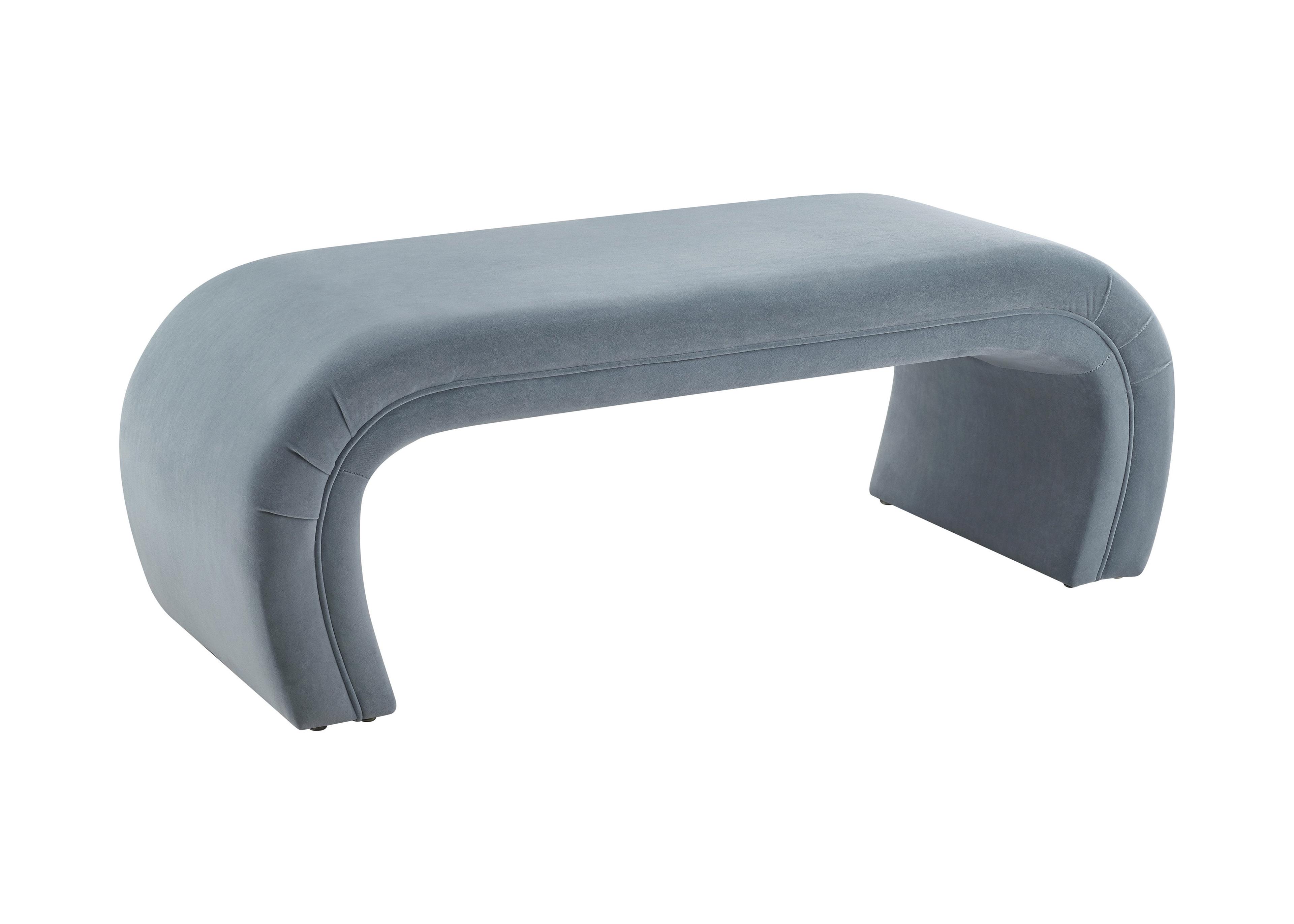 Modern Waterfall 48" Bench in Soft-Hued Gray Velvet