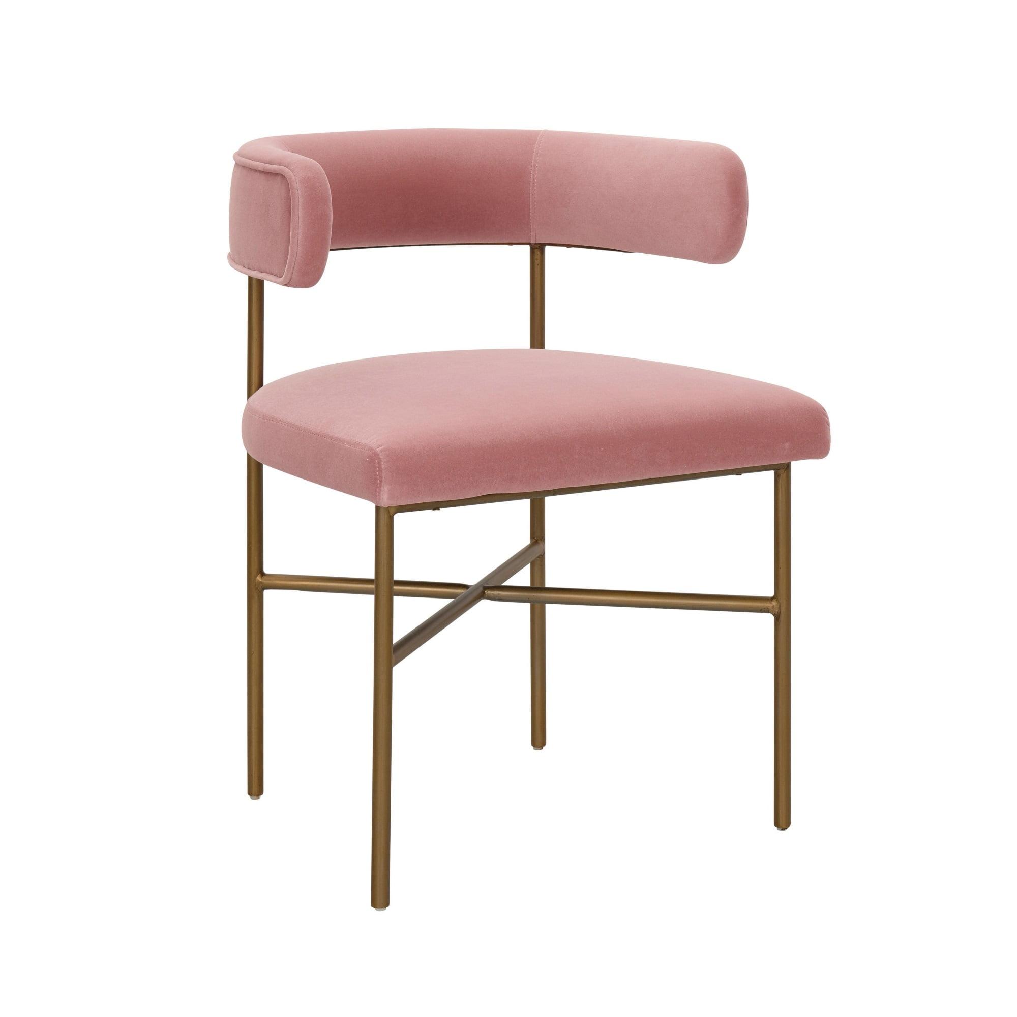 TOV Furniture Kim 19.7" Transitional Velvet Dining Chair in Pink/Gold