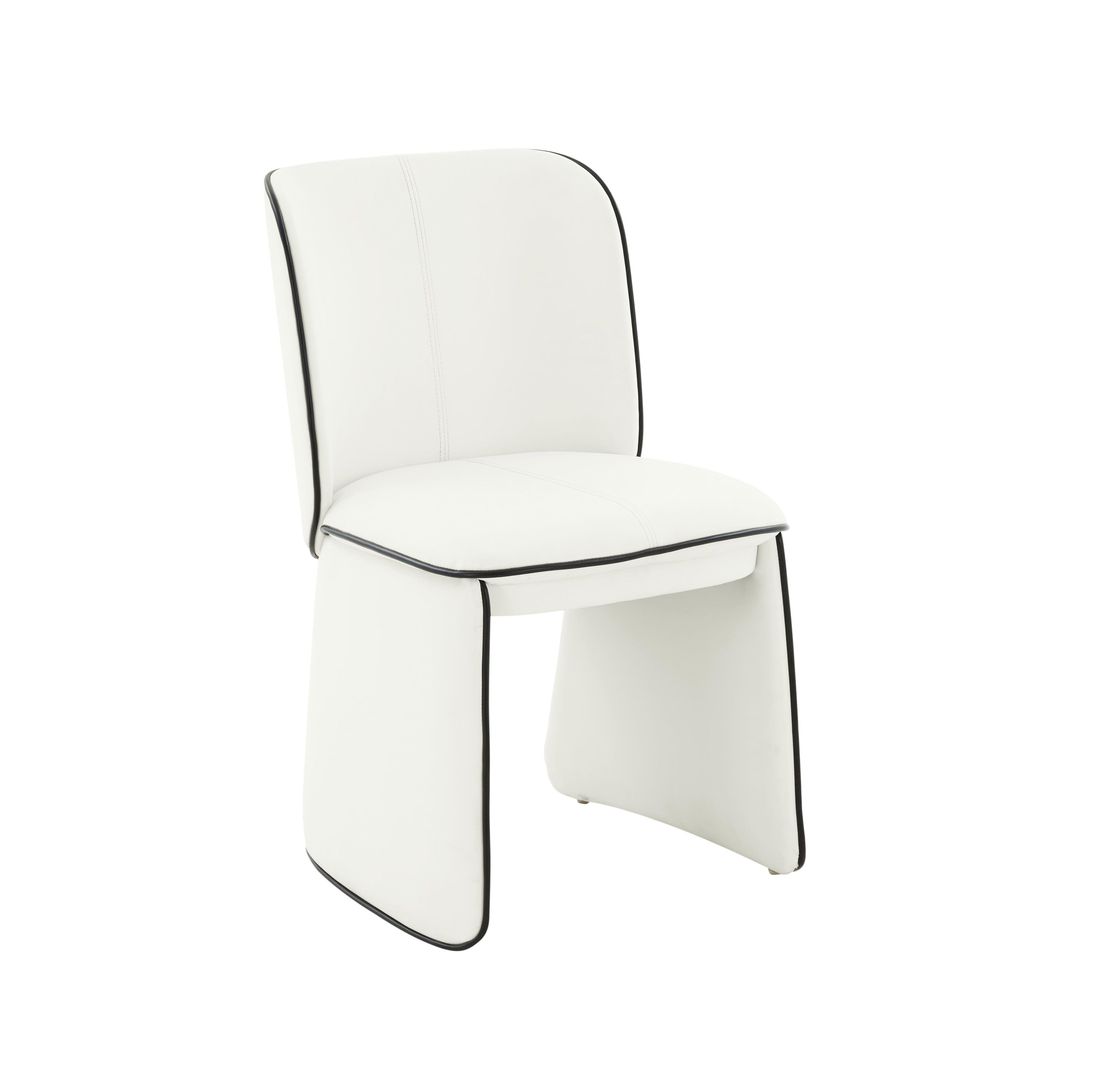 Cream Faux Leather Upholstered Armless Dining Side Chair