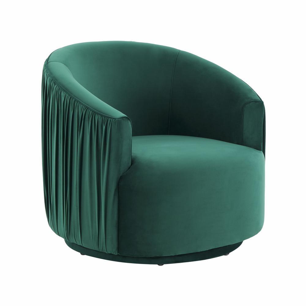 Forest Green Velvet Swivel Accent Chair with Pine Frame