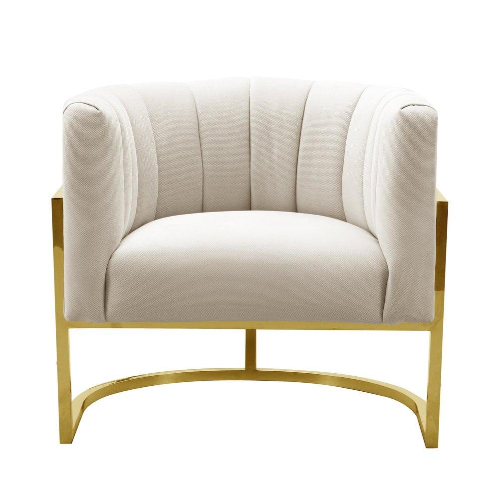 TOV Furniture Magnolia Spotted Cream Chair with Gold