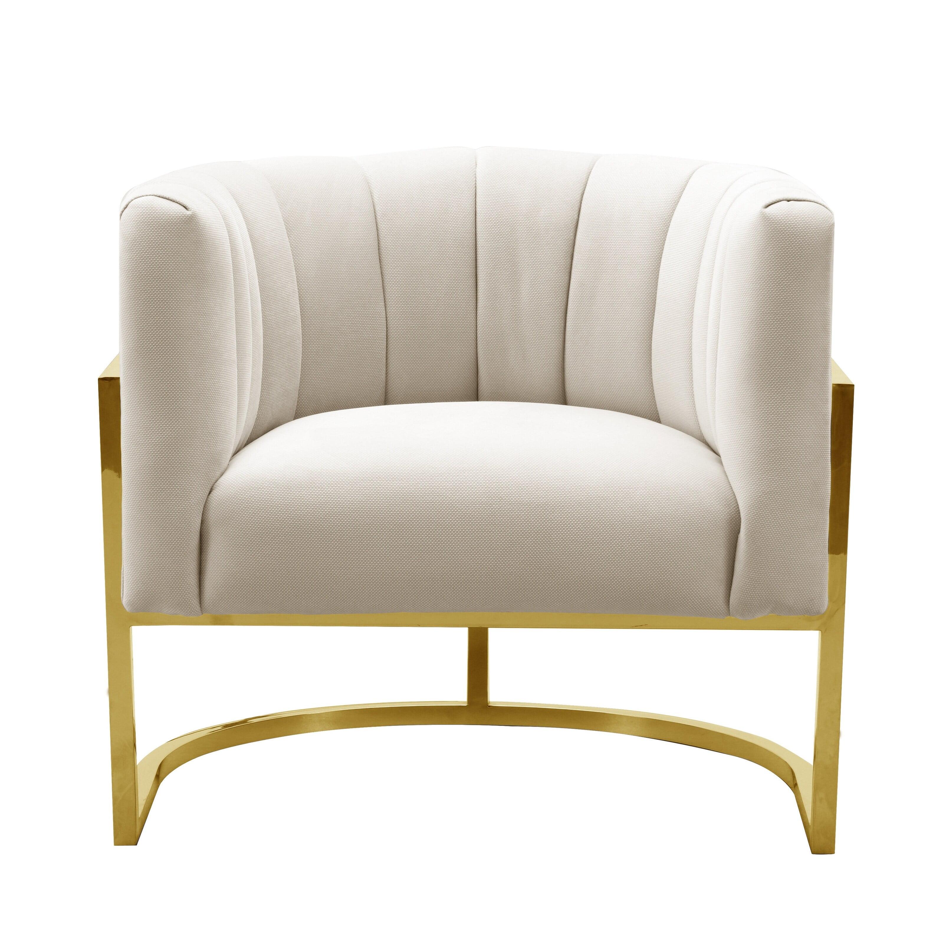 TOV Furniture Magnolia Spotted Cream Velvet Chair with Gold Base