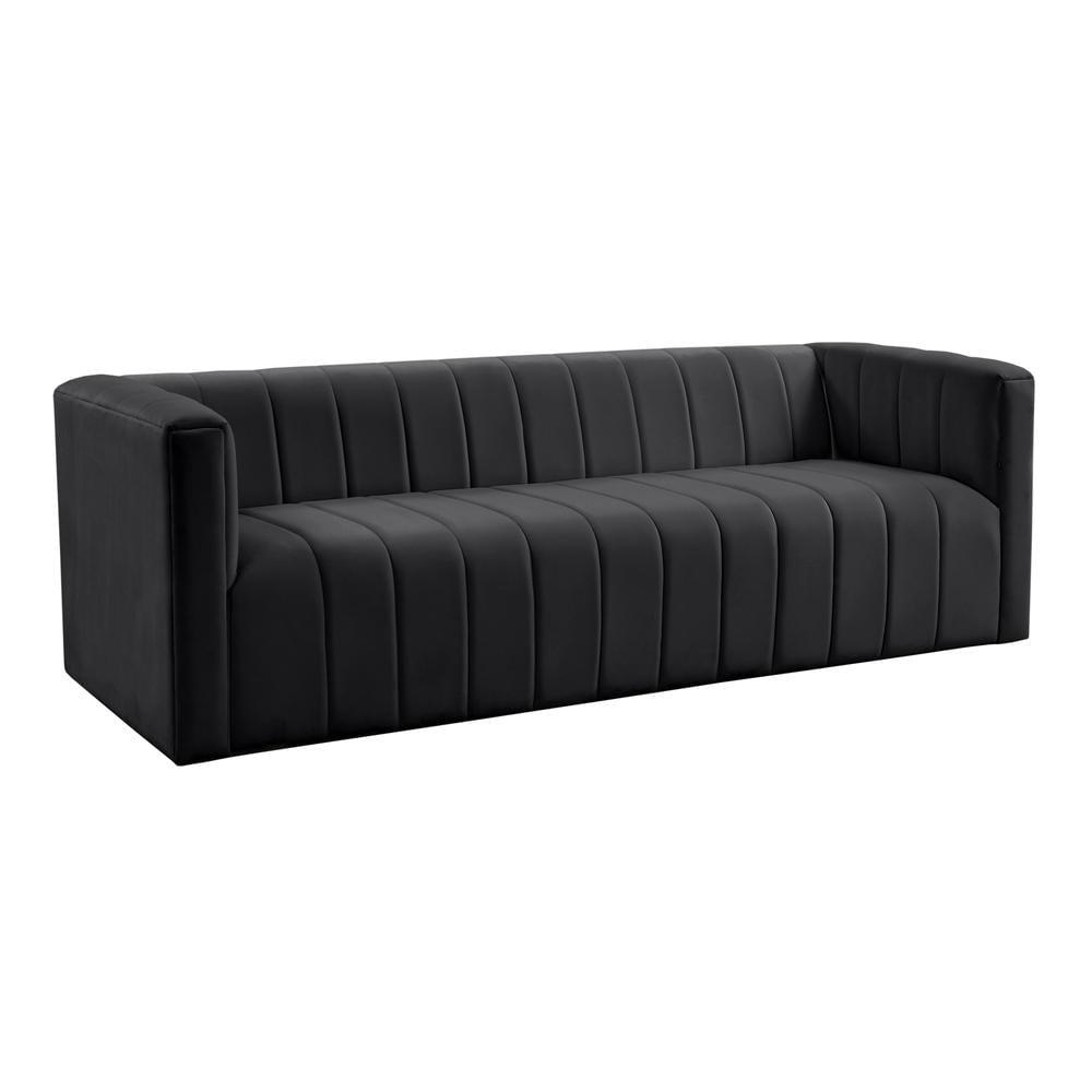 Norah 90'' Black Velvet Tuxedo Arm Sofa