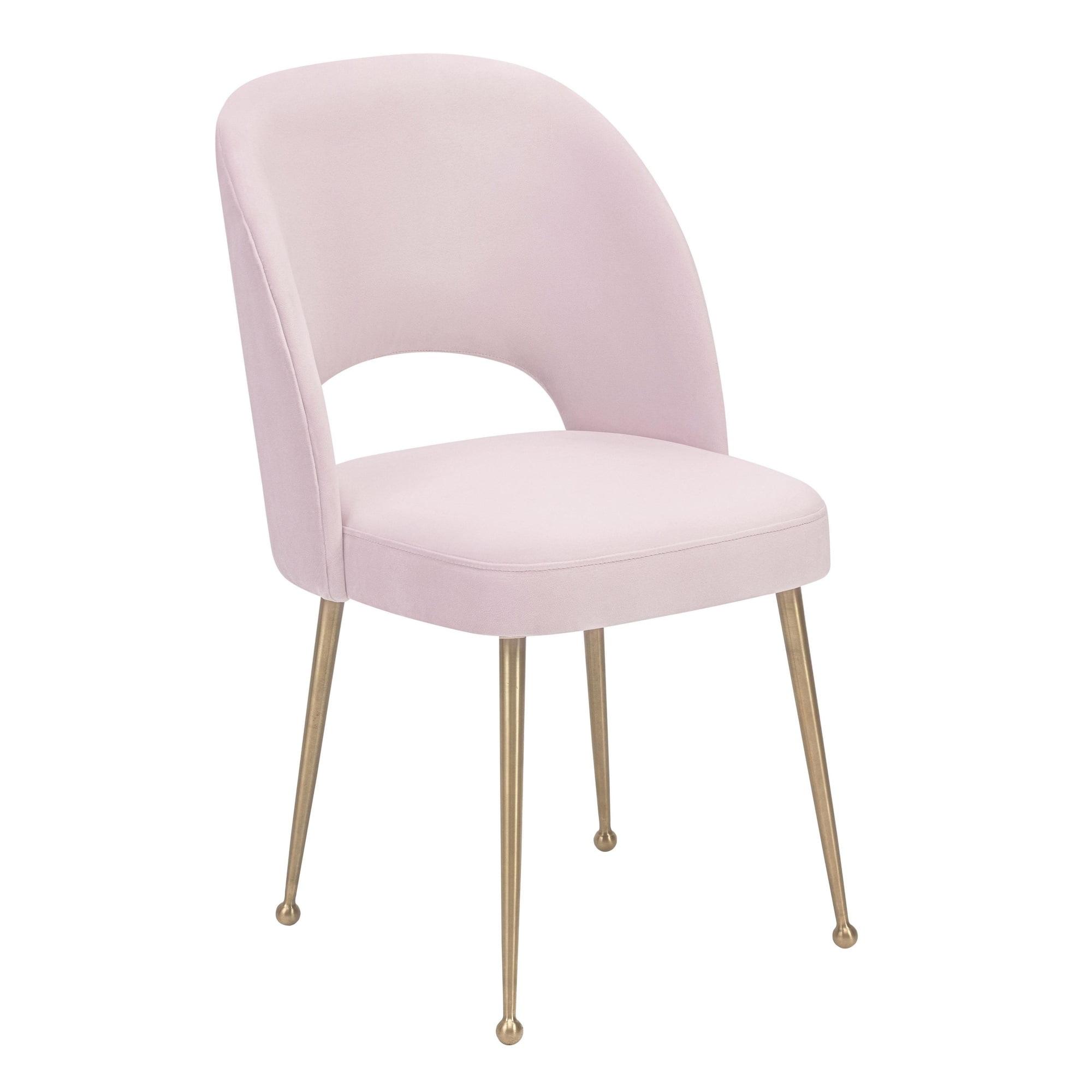 TOV Furniture Swell Blush Velvet Chair with Gold Steel Legs