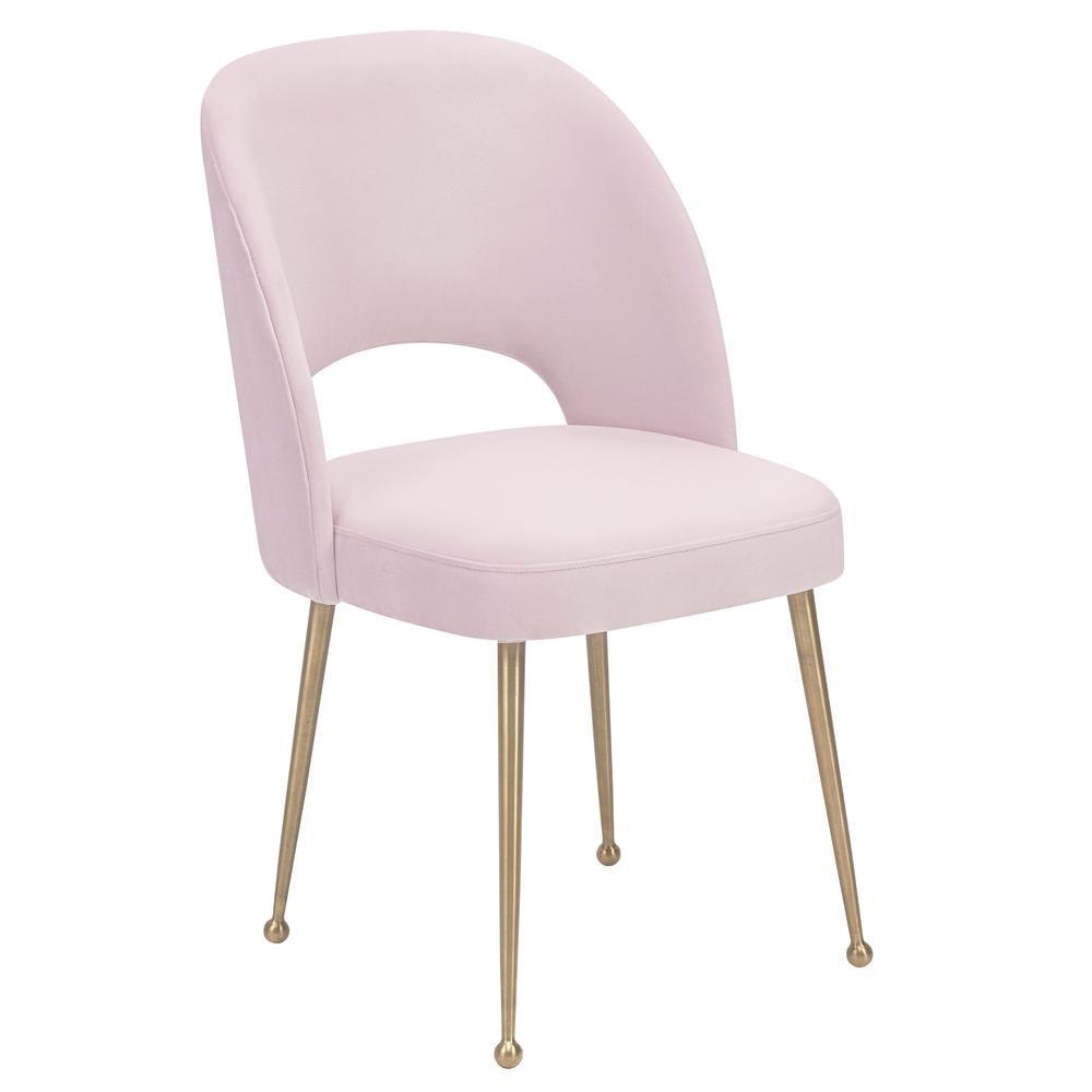 TOV Furniture Swell Blush Velvet Chair with Gold Steel Legs