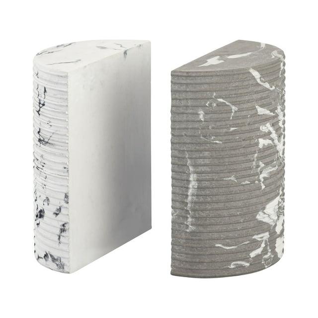 TOV Furniture Terra White and Grey Marble Concrete Bookends (Set of 2)