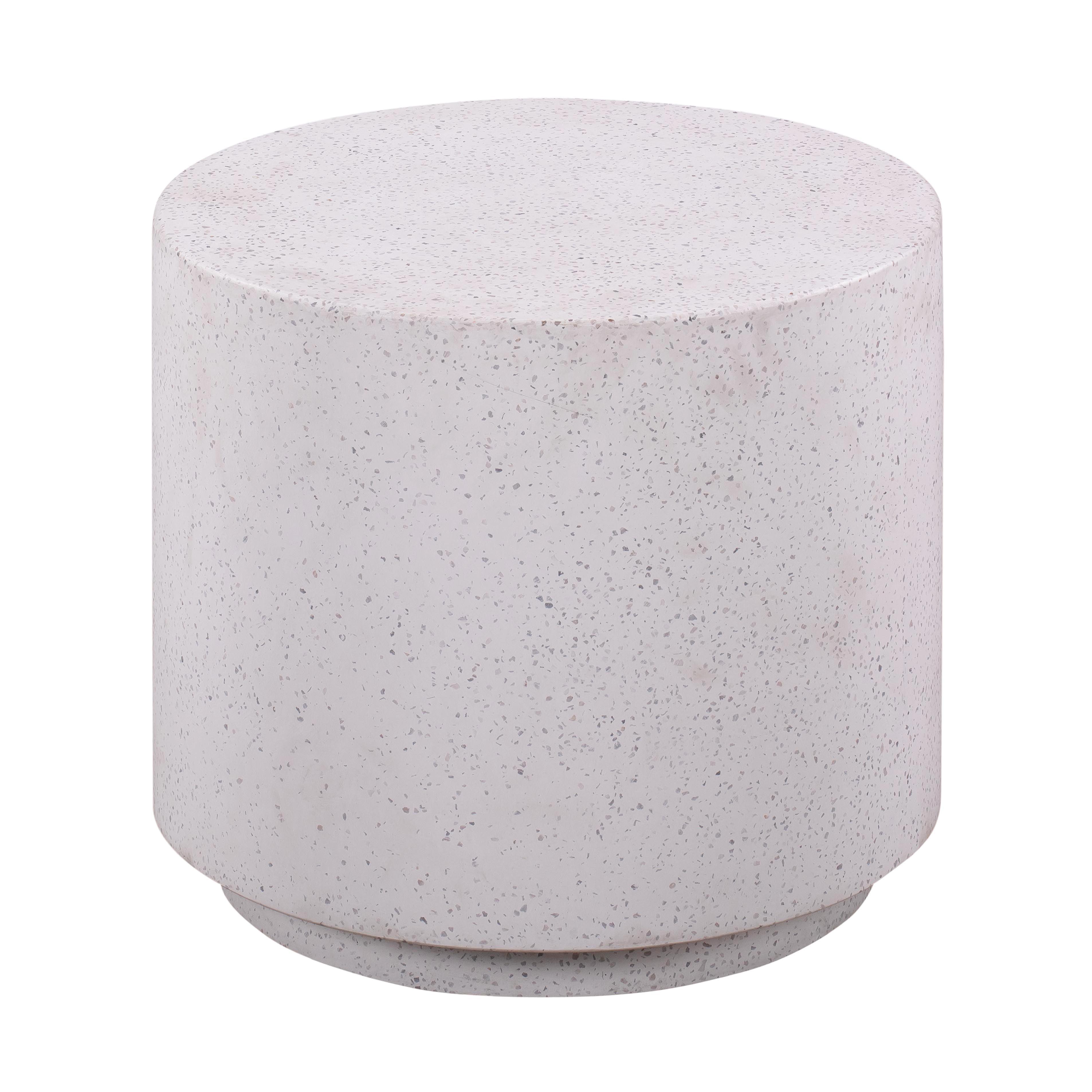 Gray Terrazzo Concrete Drum Side Table