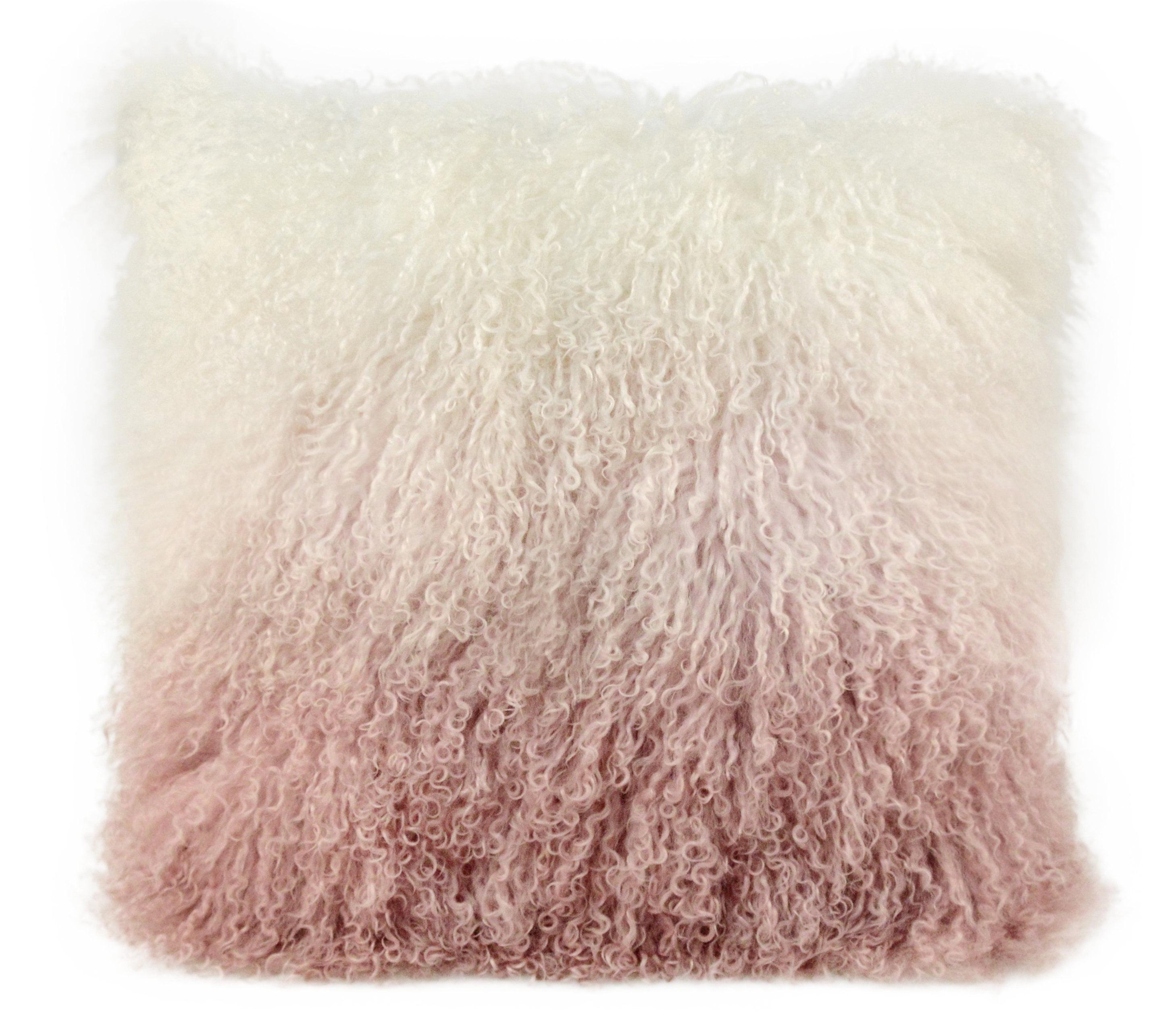 Blush Pink Tibetan Sheep Fur Pillow