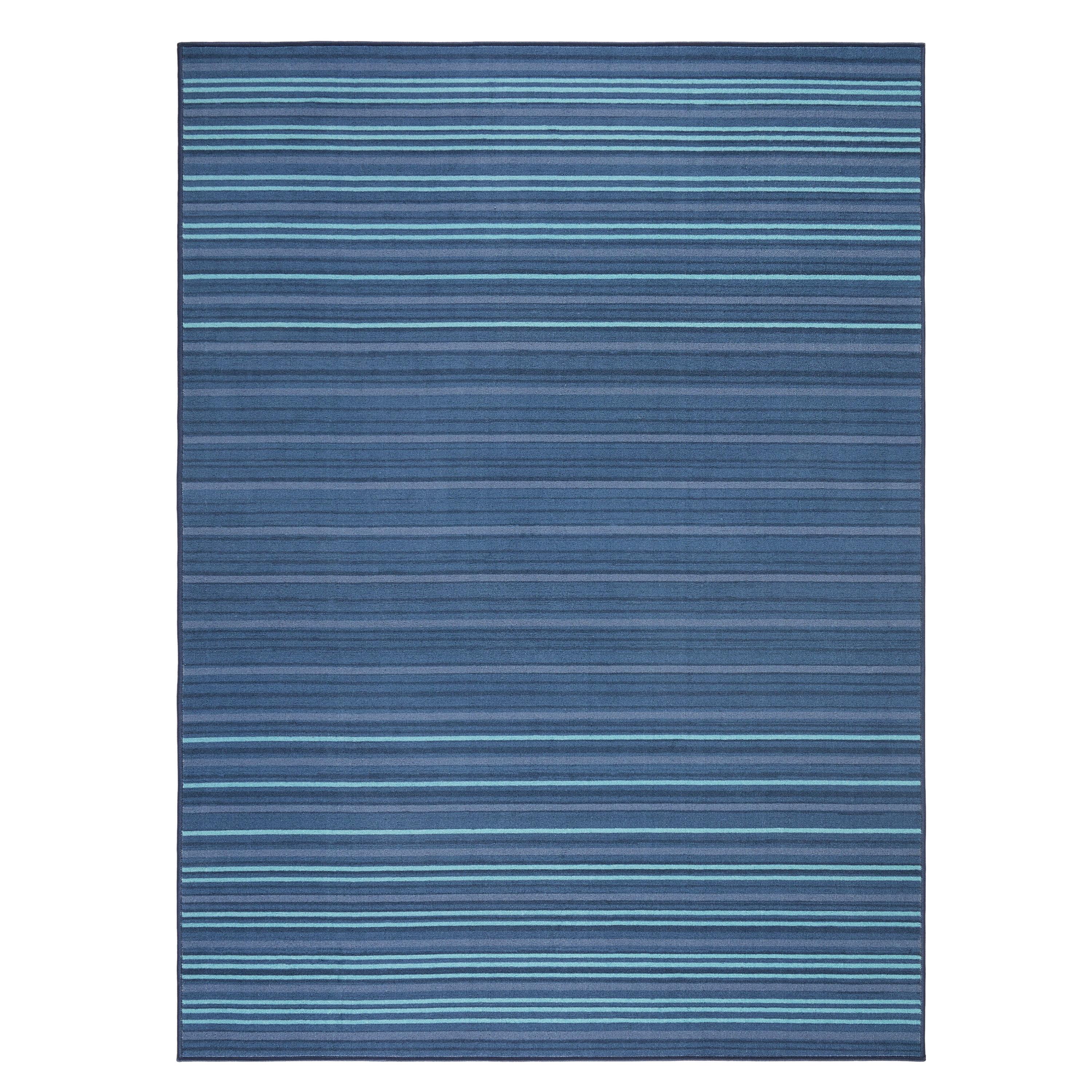 TOWN & COUNTRY BASICS Layne Everwash Non-Slip Backing Area Rug Navy Blue/Blue