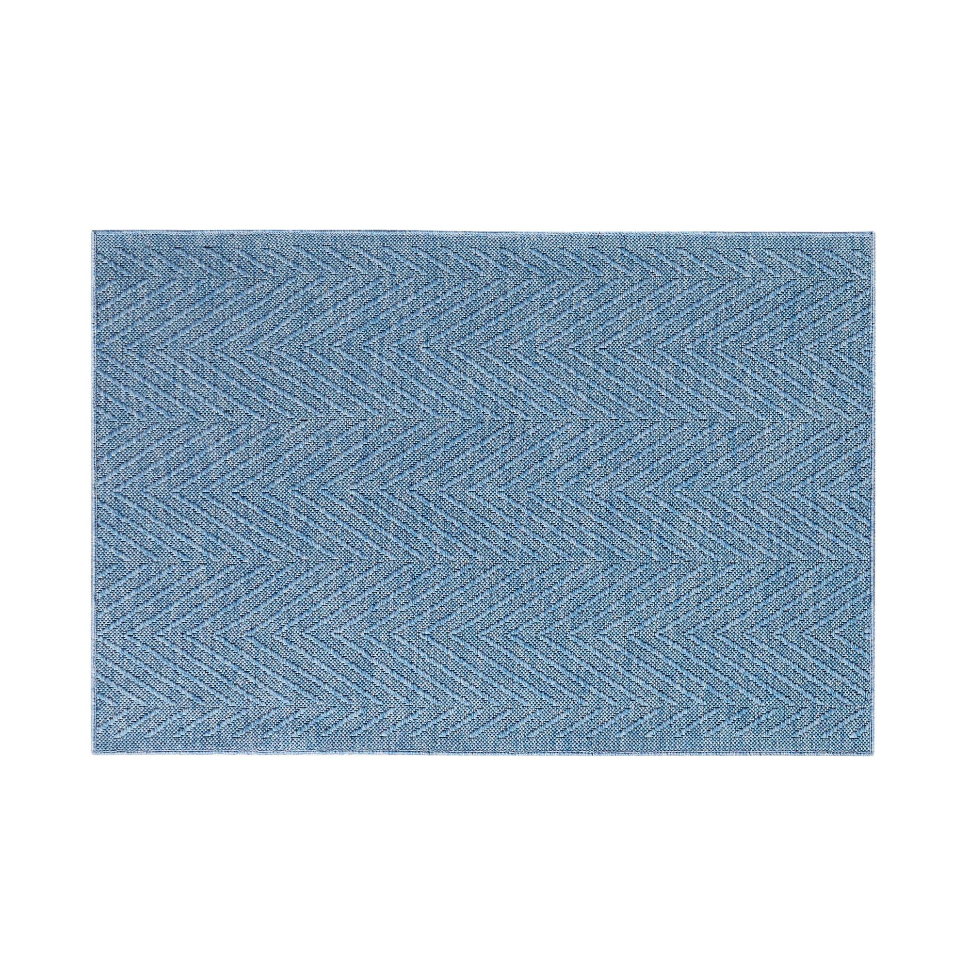 TOWN & COUNTRY BASICS Pax Herringbone Textured Solid Machine Washable Area Rug Blue