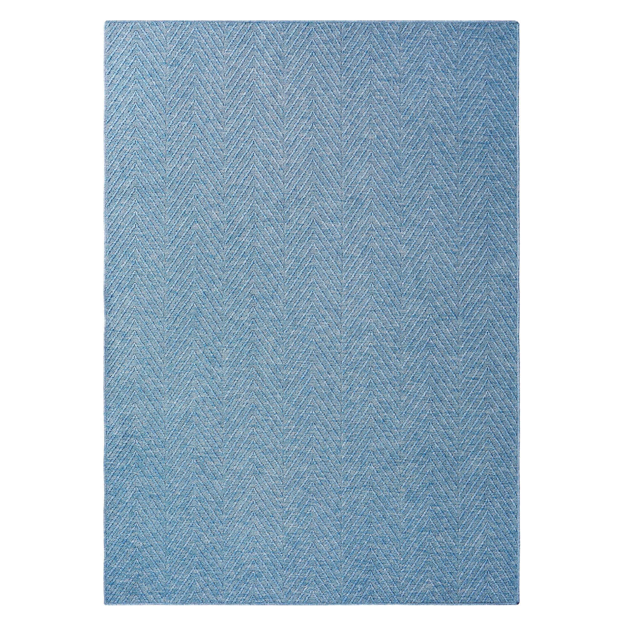 TOWN & COUNTRY BASICS Pax Herringbone Textured Solid Machine Washable Area Rug Blue