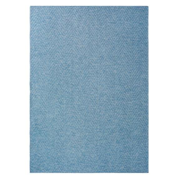 TOWN & COUNTRY BASICS Pax Herringbone Textured Solid Machine Washable Area Rug Blue
