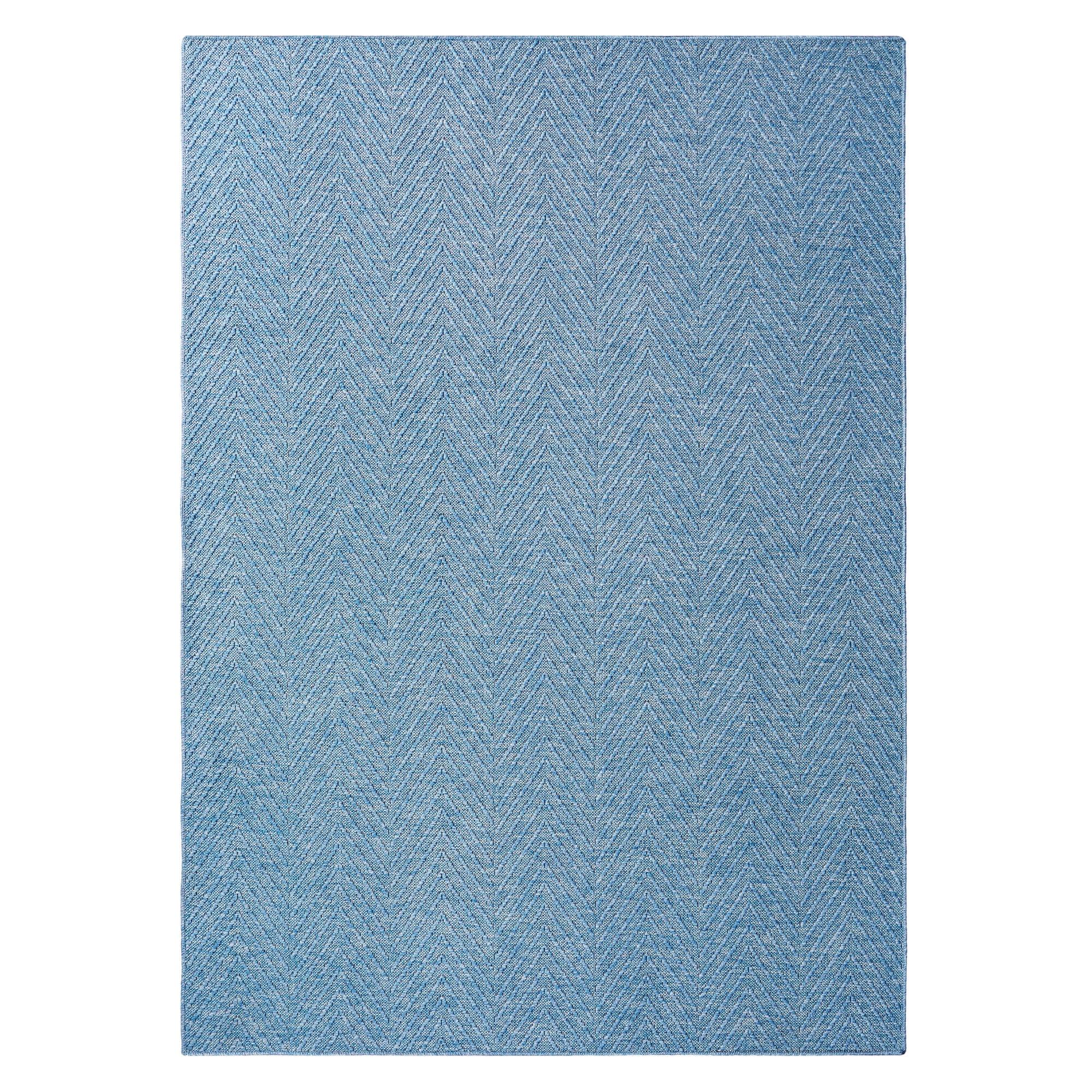 TOWN & COUNTRY BASICS Pax Herringbone Textured Solid Machine Washable Area Rug Blue