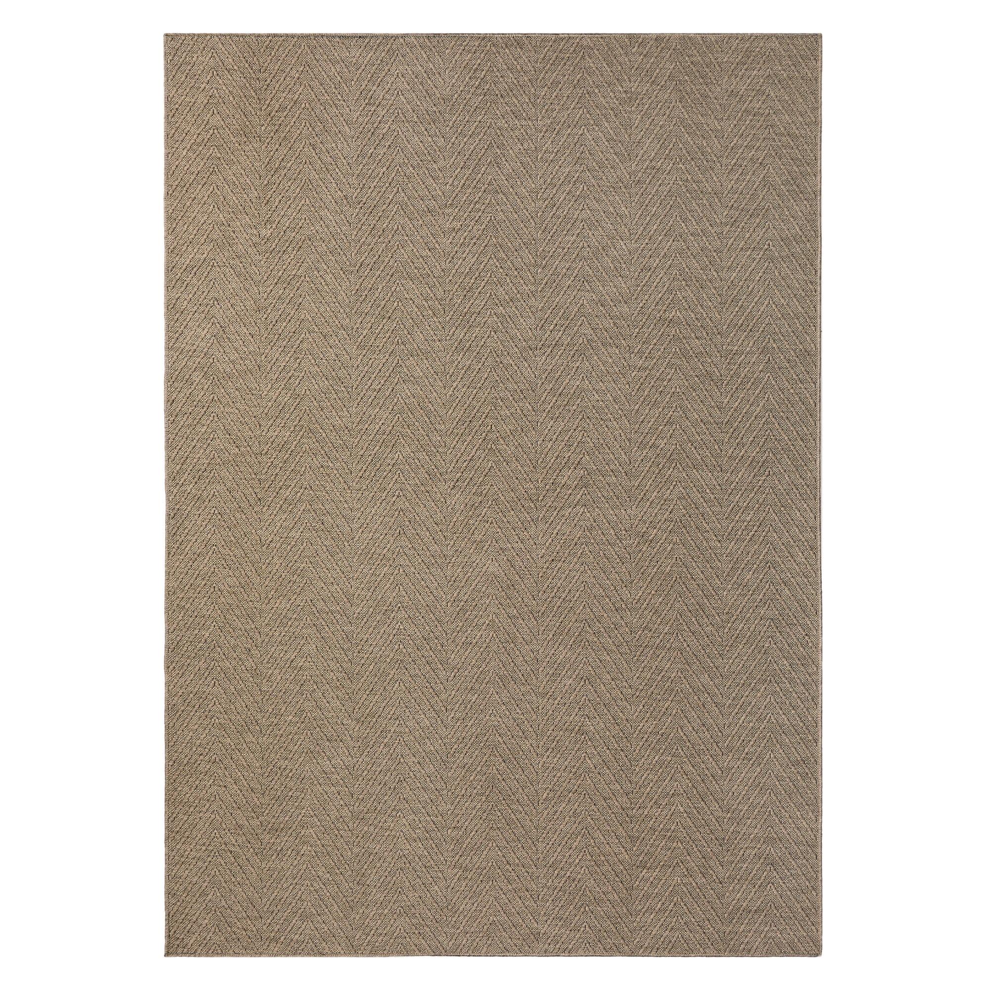 Brown Herringbone Textured Washable Synthetic Area Rug 9' x 12'