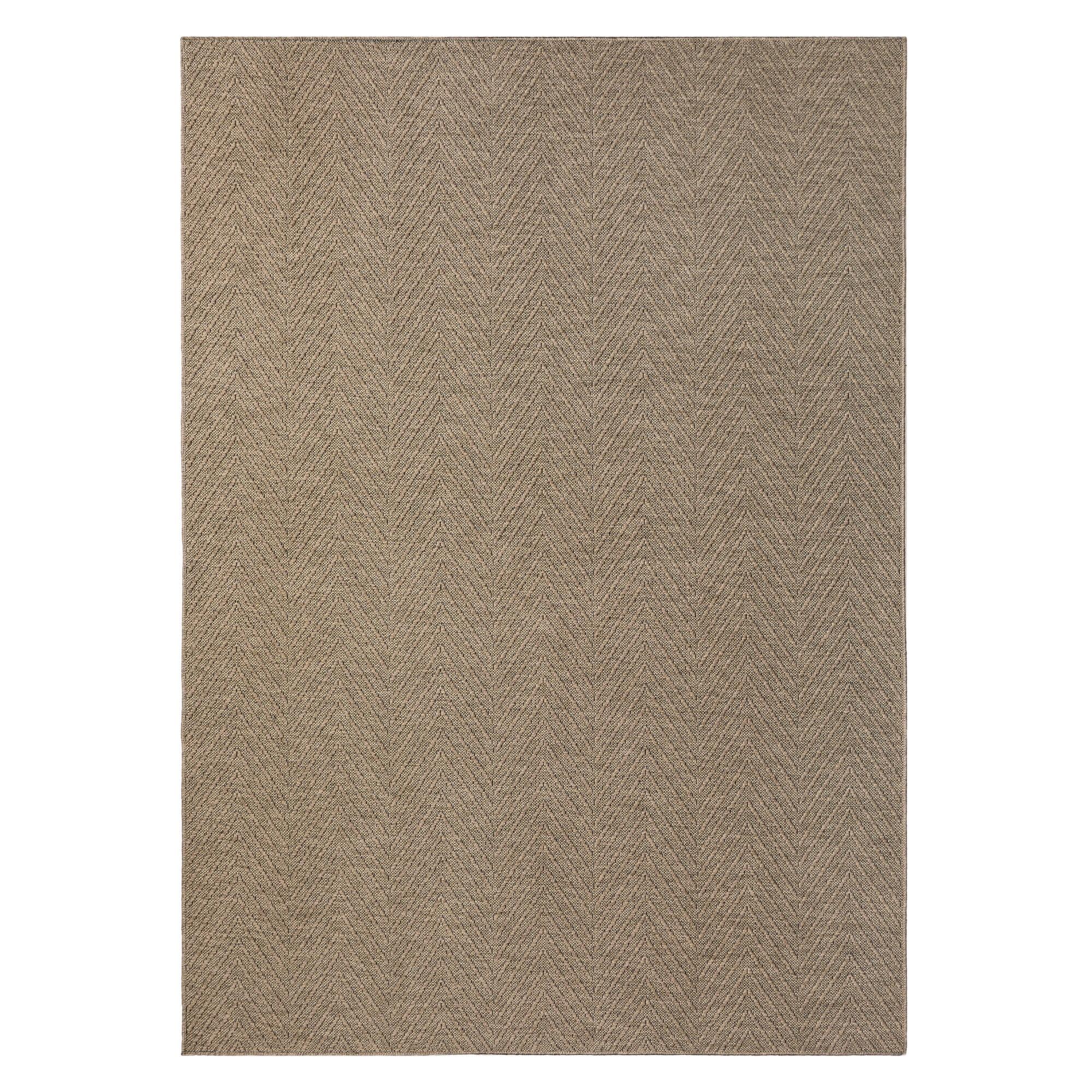 TOWN & COUNTRY BASICS Pax Herringbone Textured Solid Machine Washable Area Rug Brown