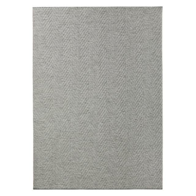 TOWN & COUNTRY BASICS Pax Herringbone Textured Solid Machine Washable Area Rug Grey