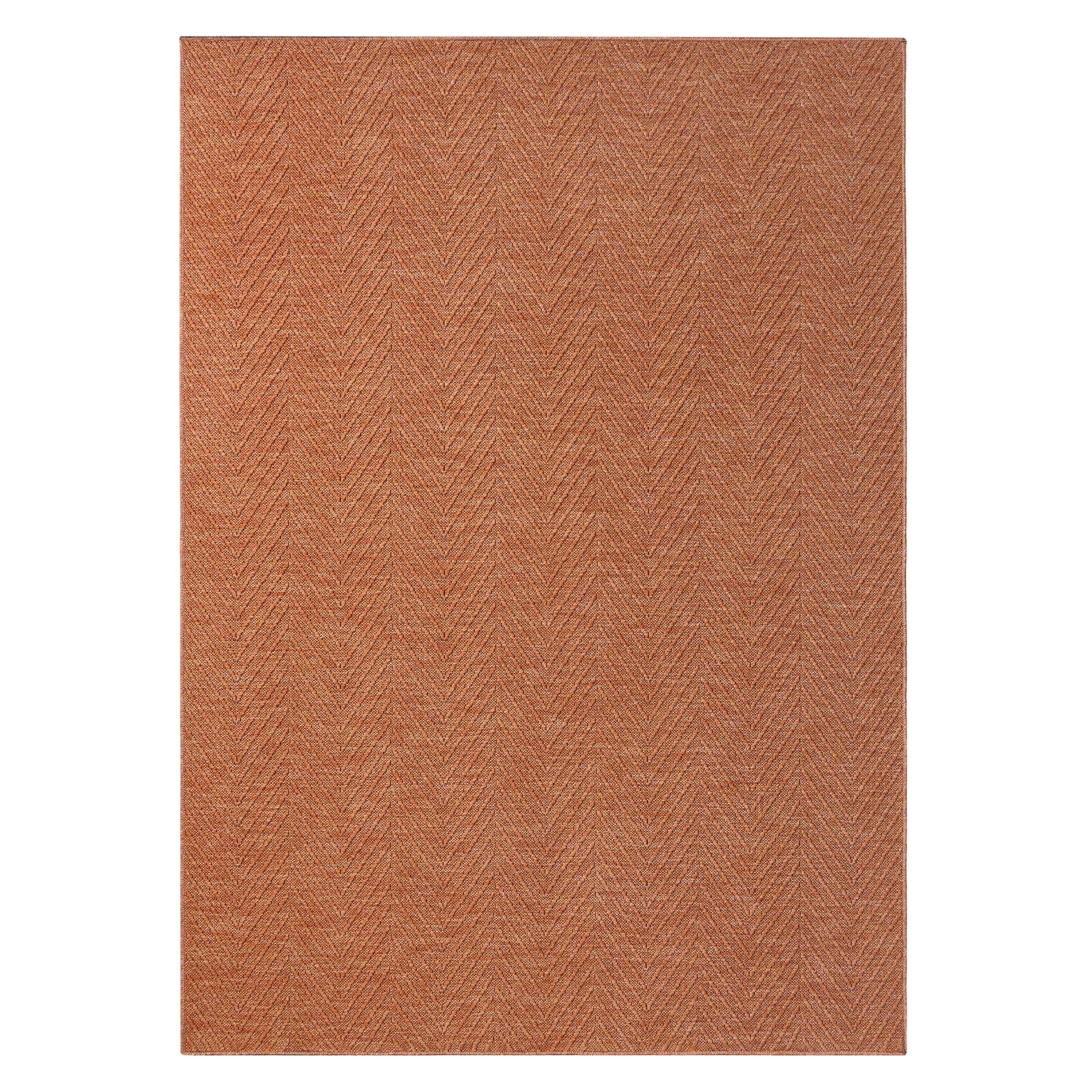 TOWN & COUNTRY BASICS Pax Herringbone Textured Solid Machine Washable Area Rug Rust