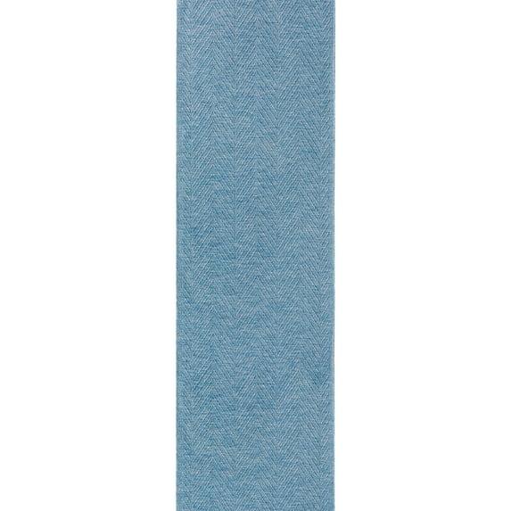 TOWN & COUNTRY BASICS Pax Herringbone Textured Solid Machine Washable Area Rug Blue