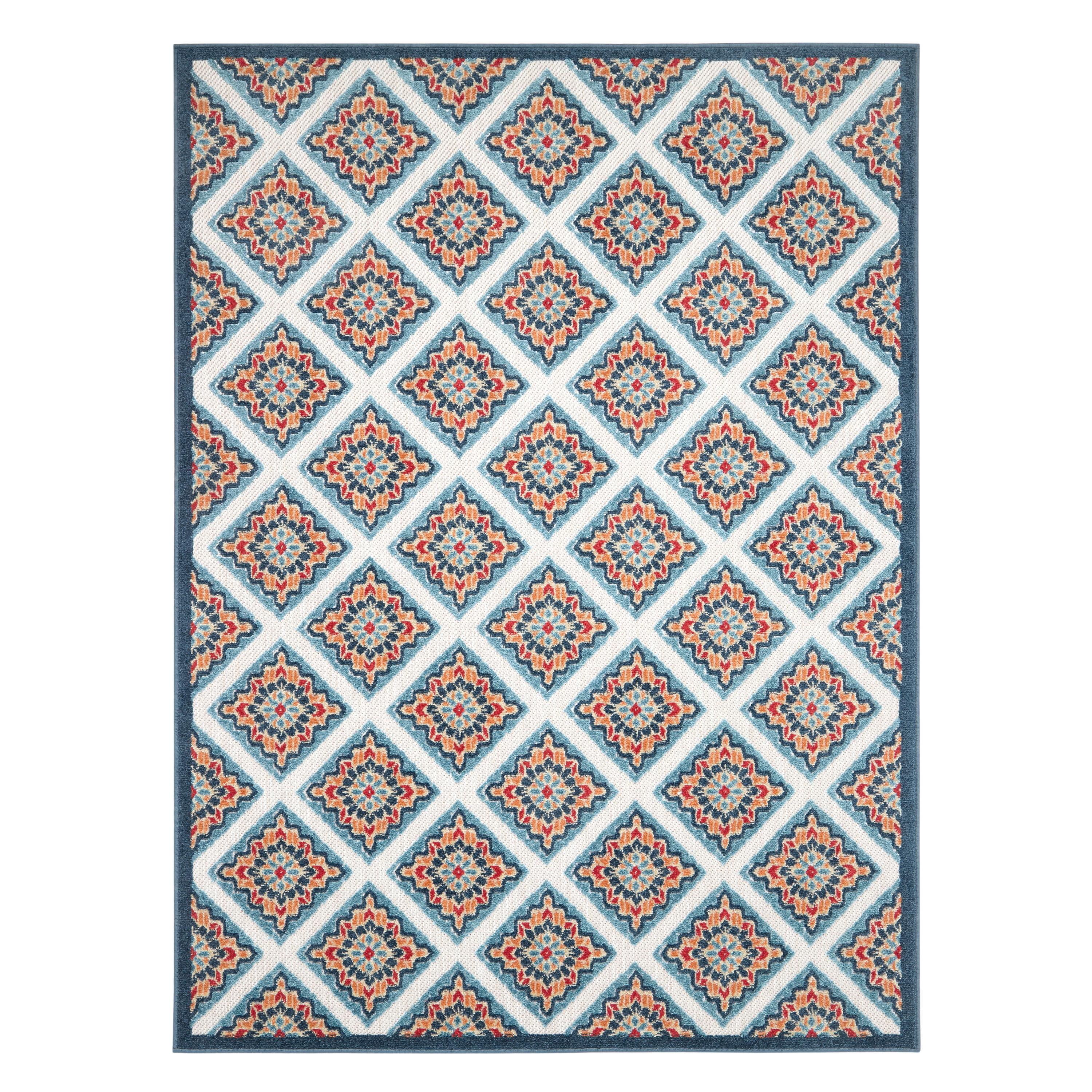 TOWN & COUNTRY EVERYDAY Brooks Retro Geo Outdoor Rug Red/Multi