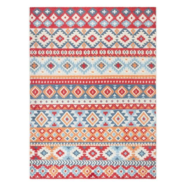 TOWN & COUNTRY EVERYDAY Dahlia Southwestern Stripe Outdoor Rug Red/Multi
