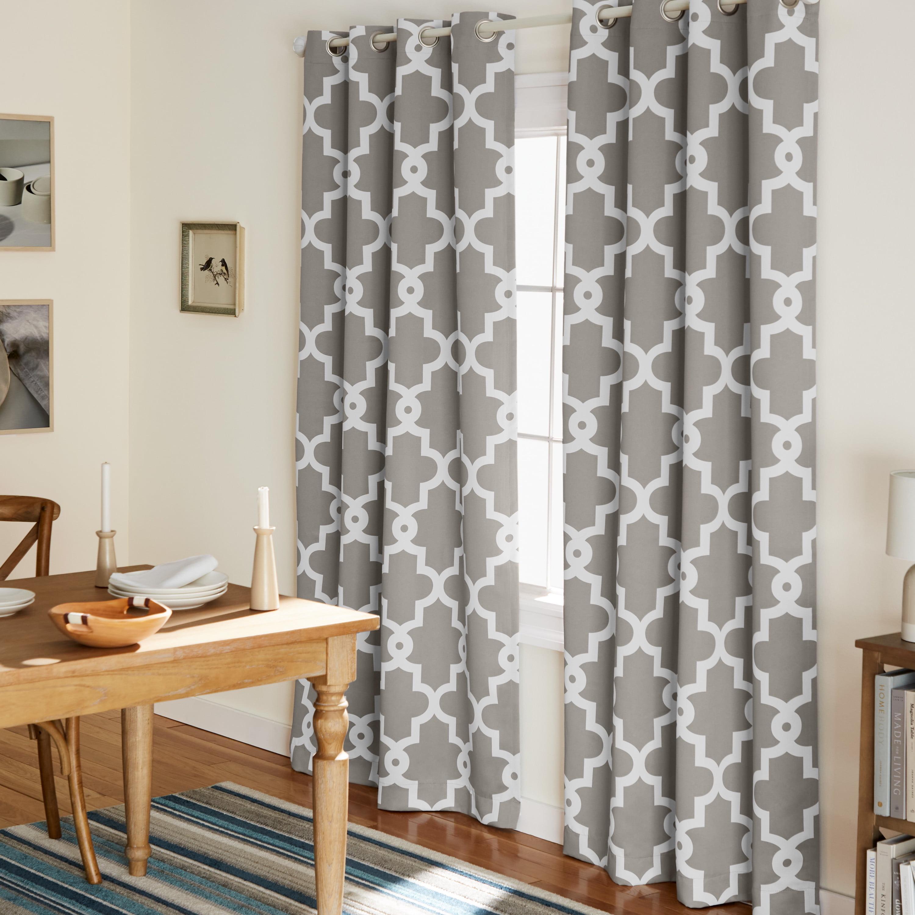 Set of 2 84"x52" Ironwork Sateen Woven Blackout Grommet Top Window Curtain Panel Silver - Exclusive Home: Room Darkening Drapes