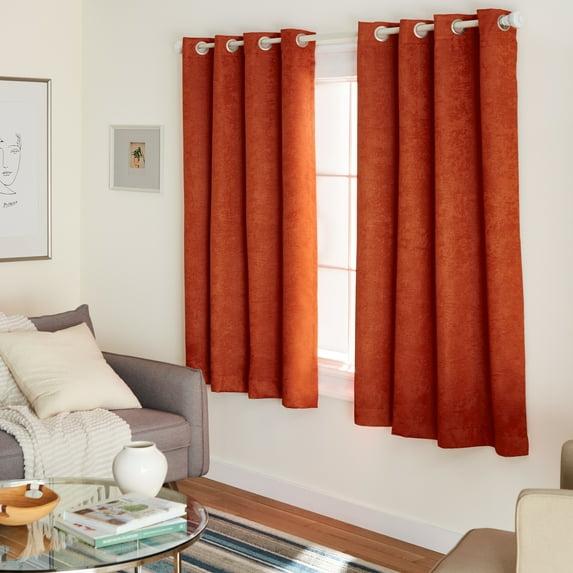 Set of 2 63"x52" Oxford Textured Sateen Thermal Room Darkening Grommet Top Window Curtain Panel Mecca Orange - Exclusive Home
