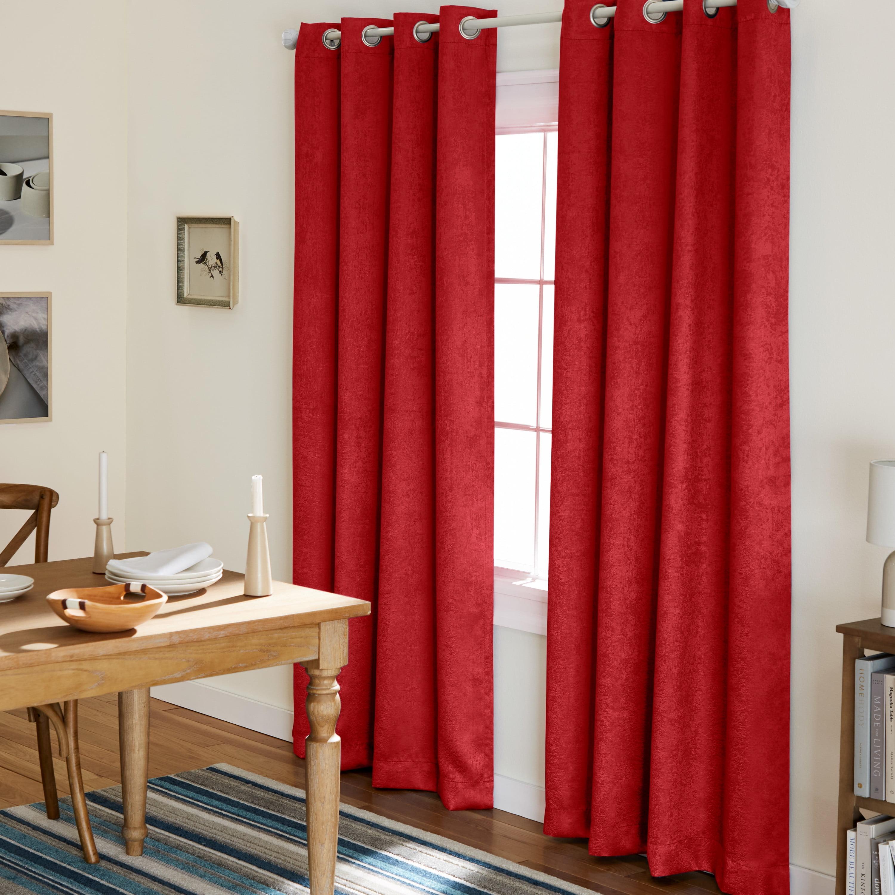 Set of 2 84"x52" Oxford Textured Sateen Thermal Room Darkening Grommet Top Window Curtain Panel Chili Red - Exclusive Home