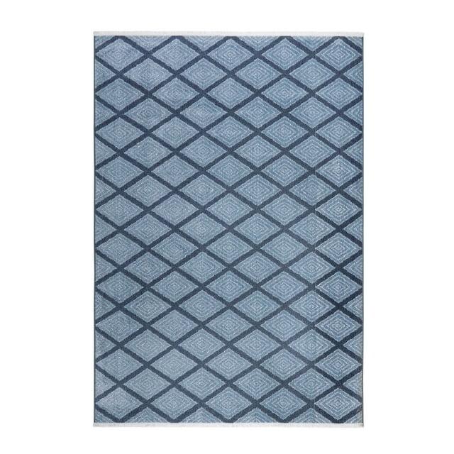 Town & Country Everyday Rein Solid Diamond Everwash Non-Slip Backing Washable Area Rug Blue