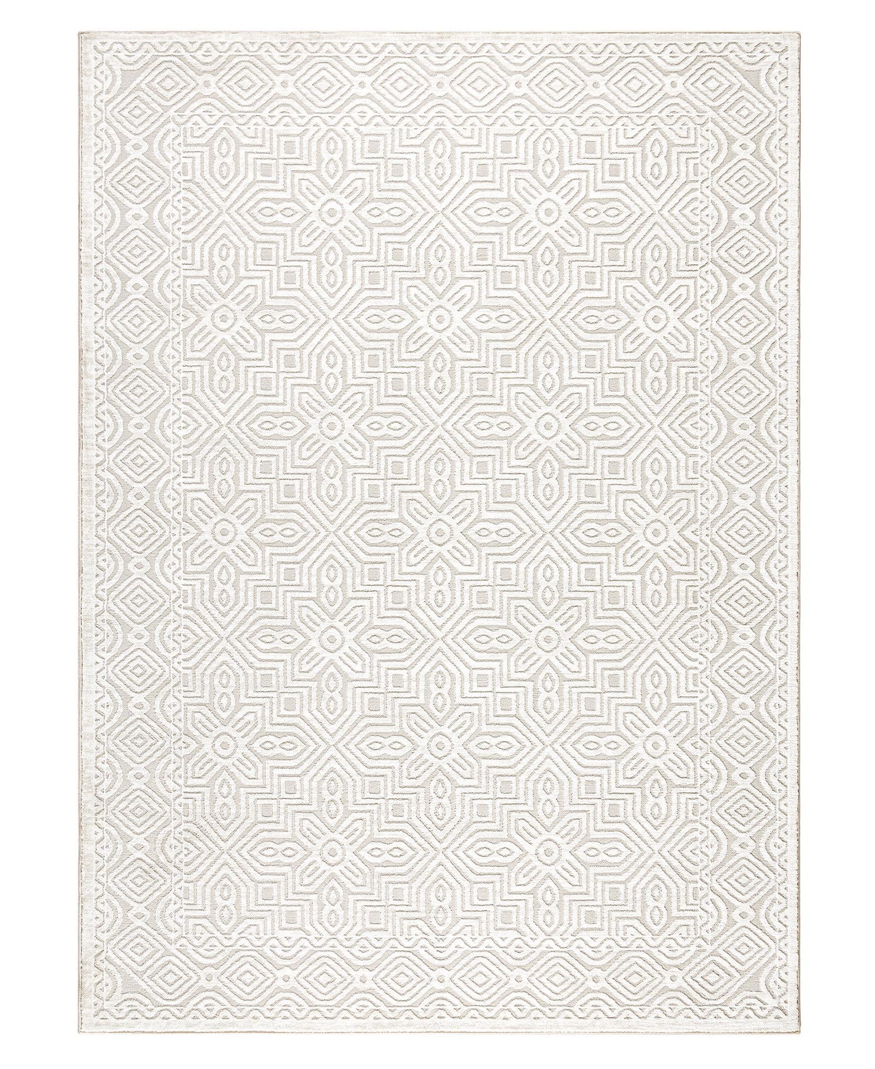 TOWN & COUNTRY LUXE Maya Medallion Indoor Area Rug with High-Low Texture, Ivory/Greige
