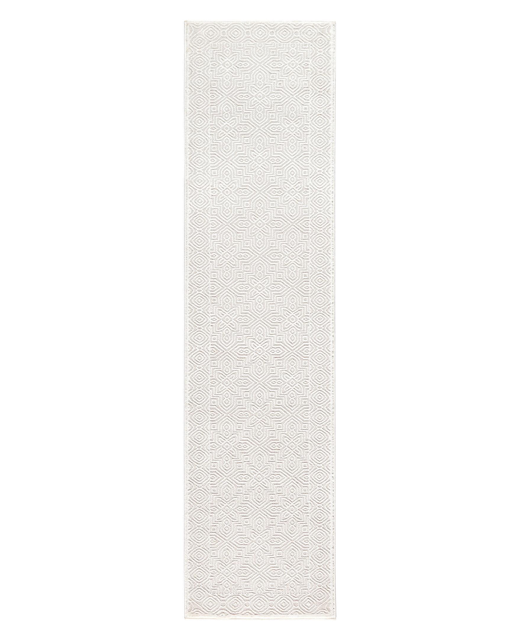 TOWN & COUNTRY LUXE Maya Medallion Indoor Area Rug with High-Low Texture, Ivory/Greige