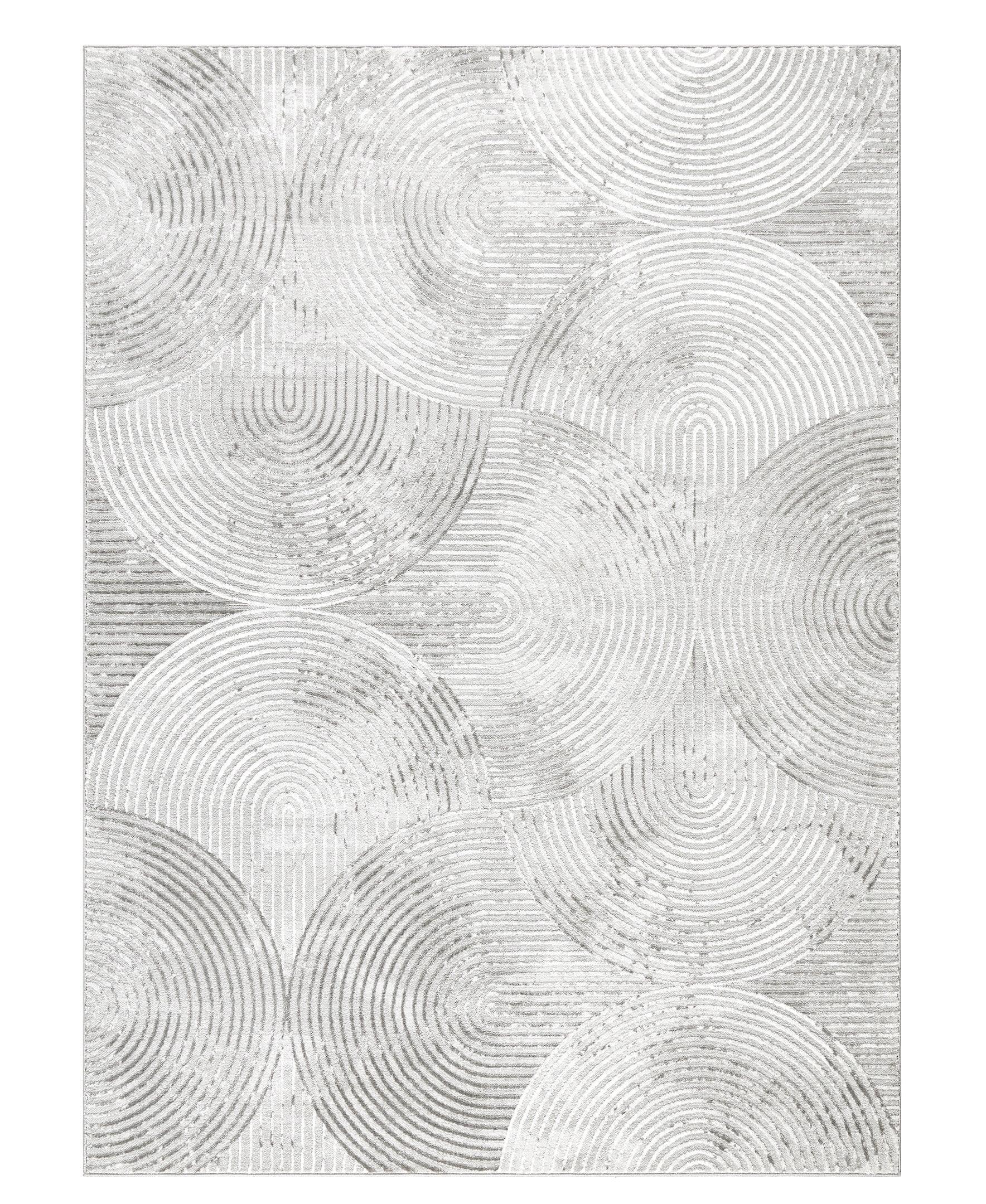 Maya Gray High-Low Texture Synthetic Area Rug 5'2" x 7'2"